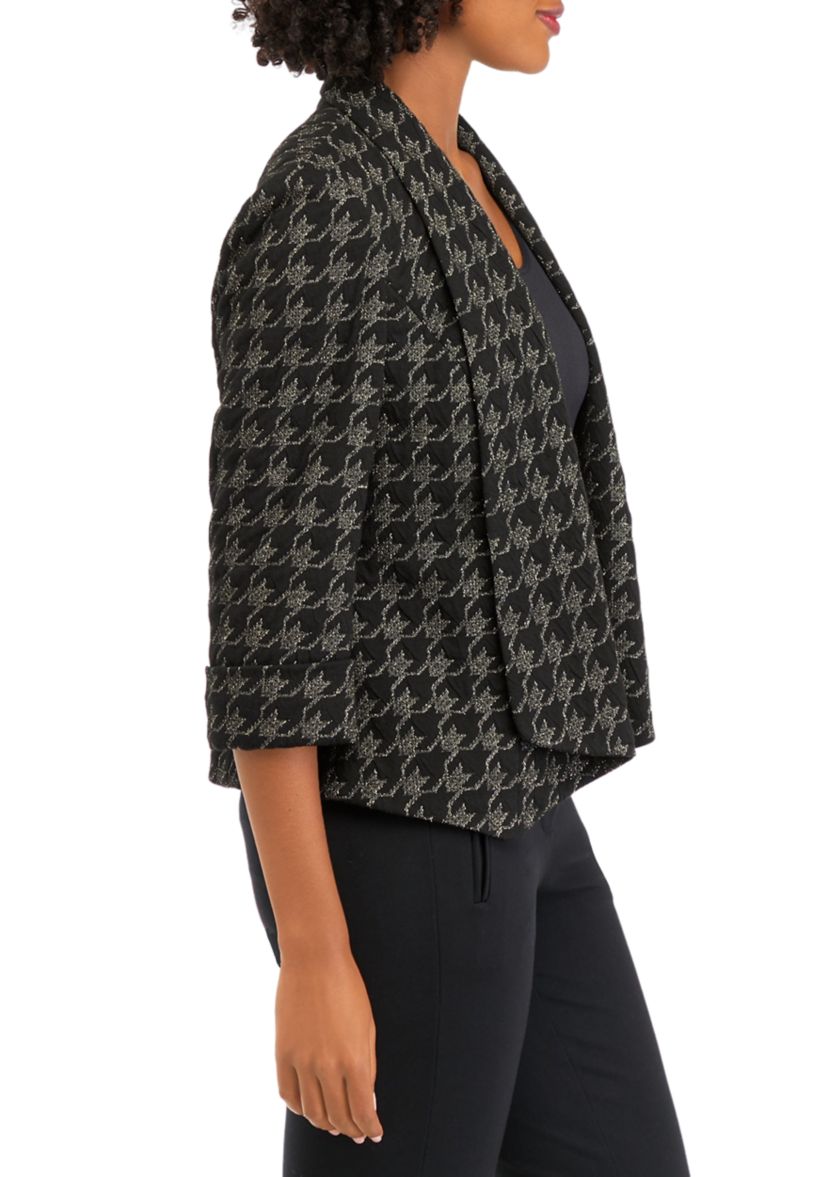 Womens Metallic Houndstooth Jacket
