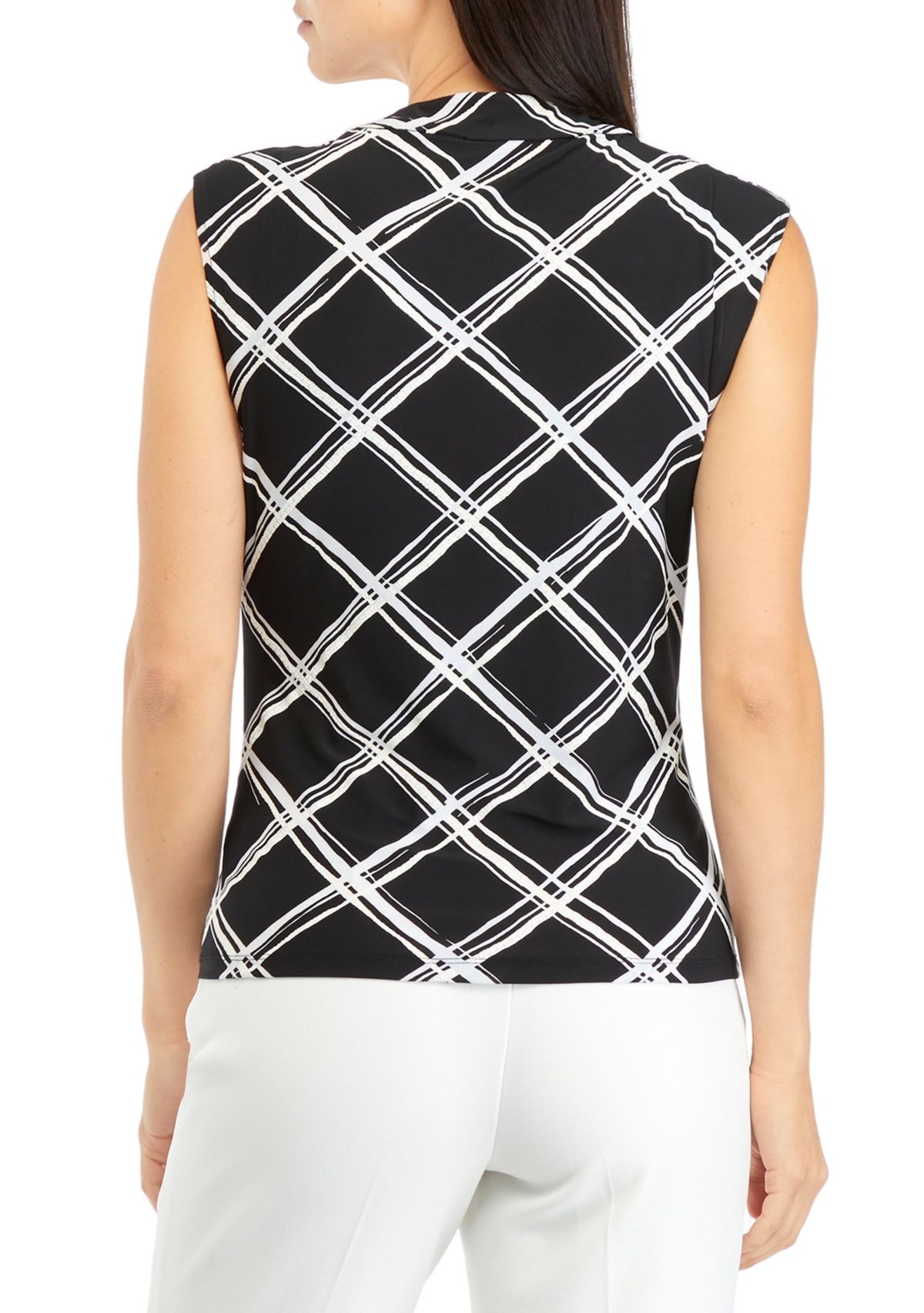 Womens Cap Sleeve Cowl Neck Printed Top