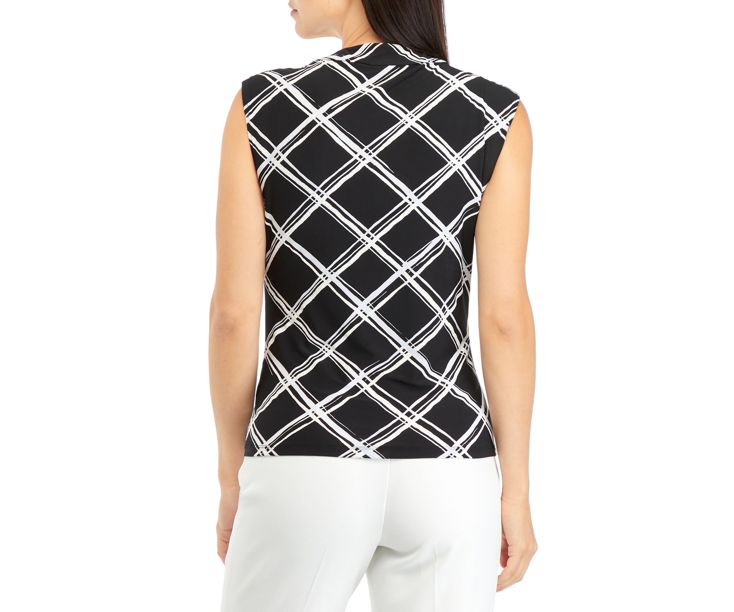 Womens Cap Sleeve Cowl Neck Printed Top