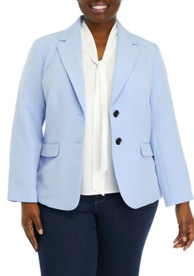 Kasper Womens Plus Notch Collar Suit Separate One-Button Blazer