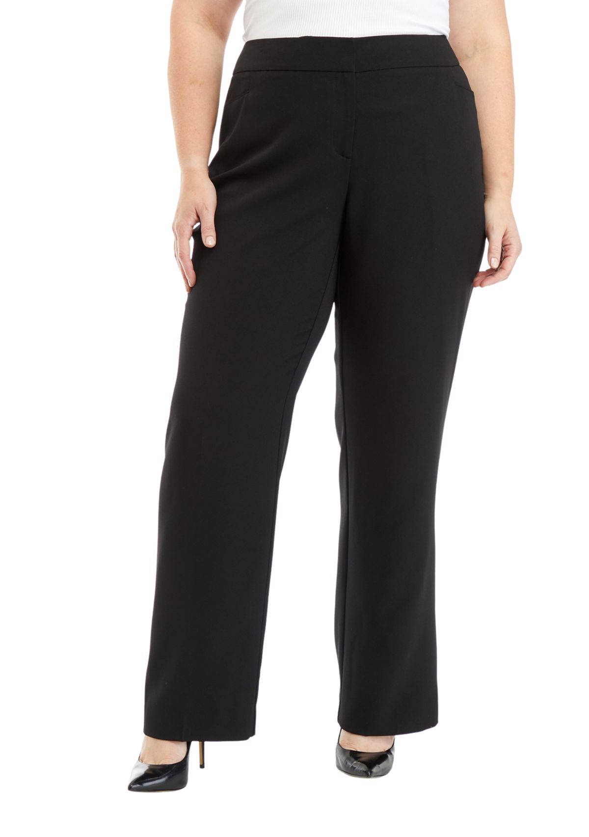 Plus Size Straight Crepe Pants