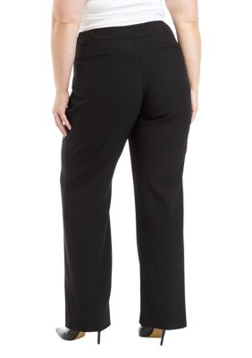 WearAll Womens Plus Size Stretch Ribbed Trousers Ladies Straight Leg Pants  Sizes 12-26