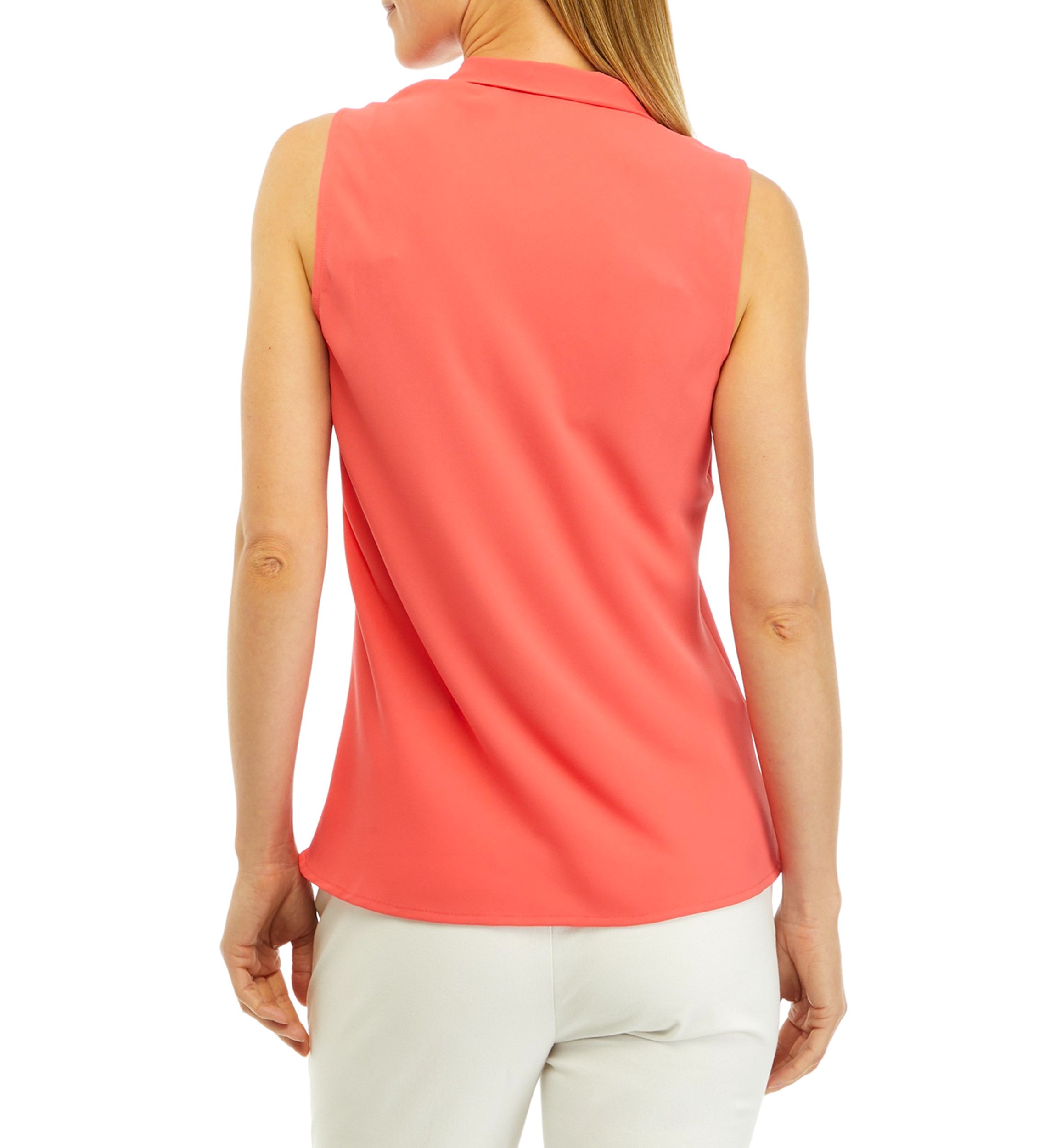 Womens Sleeveless Tie Front Blouse