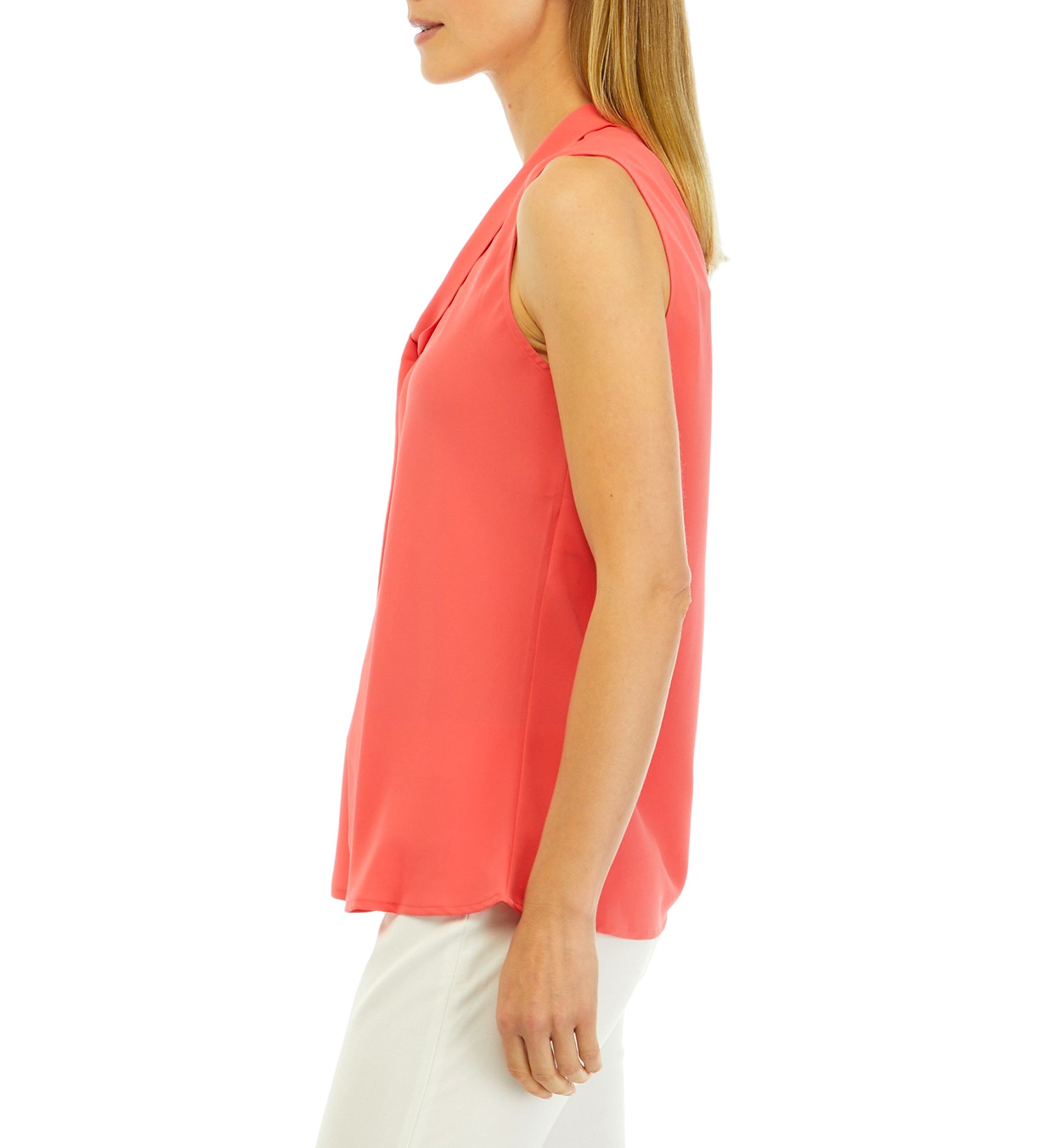 Womens Sleeveless Tie Front Blouse