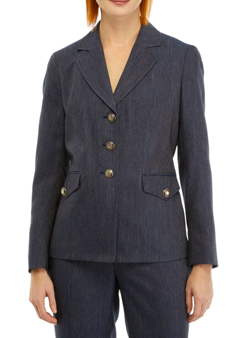 Womens 3 Button Notch Collar Blazer