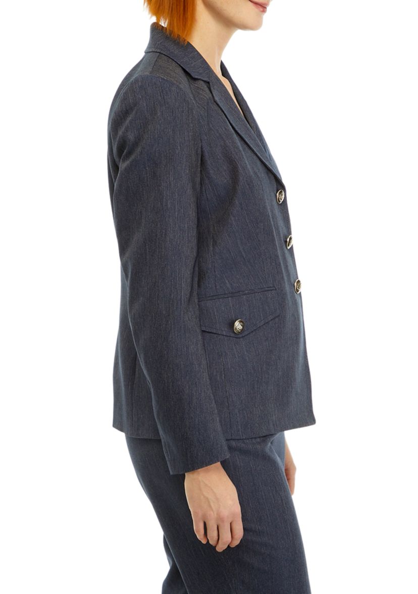 Womens 3 Button Notch Collar Blazer
