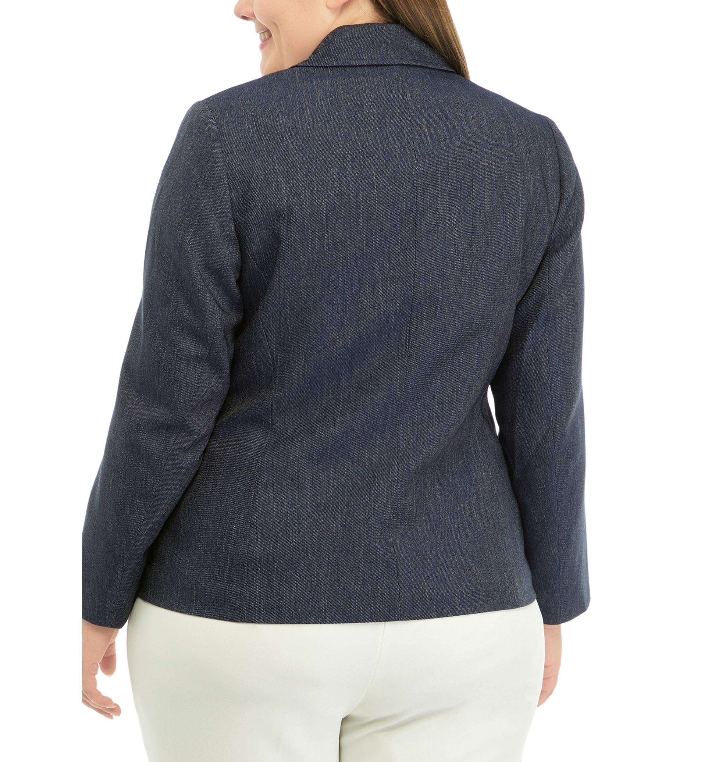 Plus Size Button Front Notch Lapel Jacket