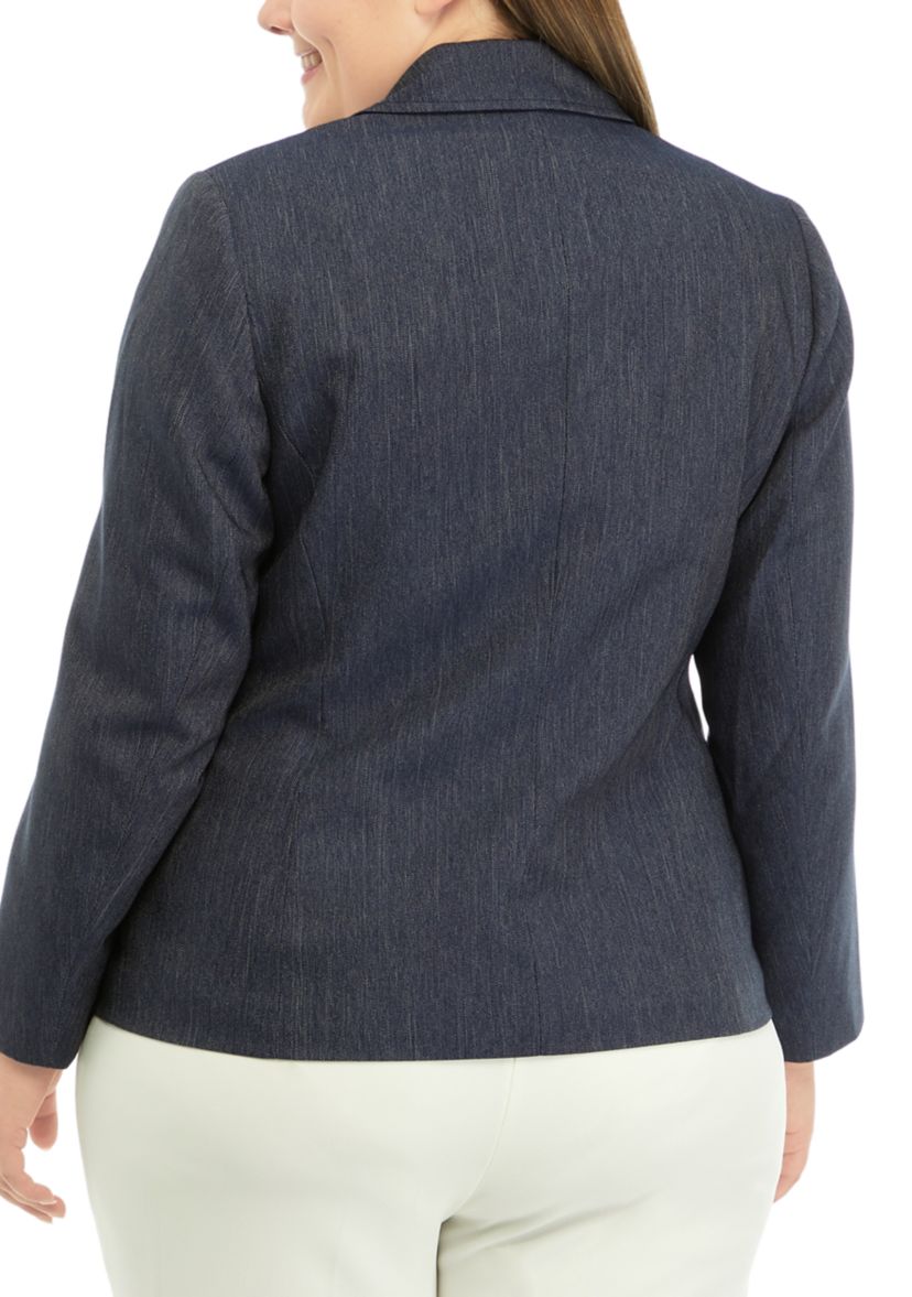 Plus Size Button Front Notch Lapel Jacket