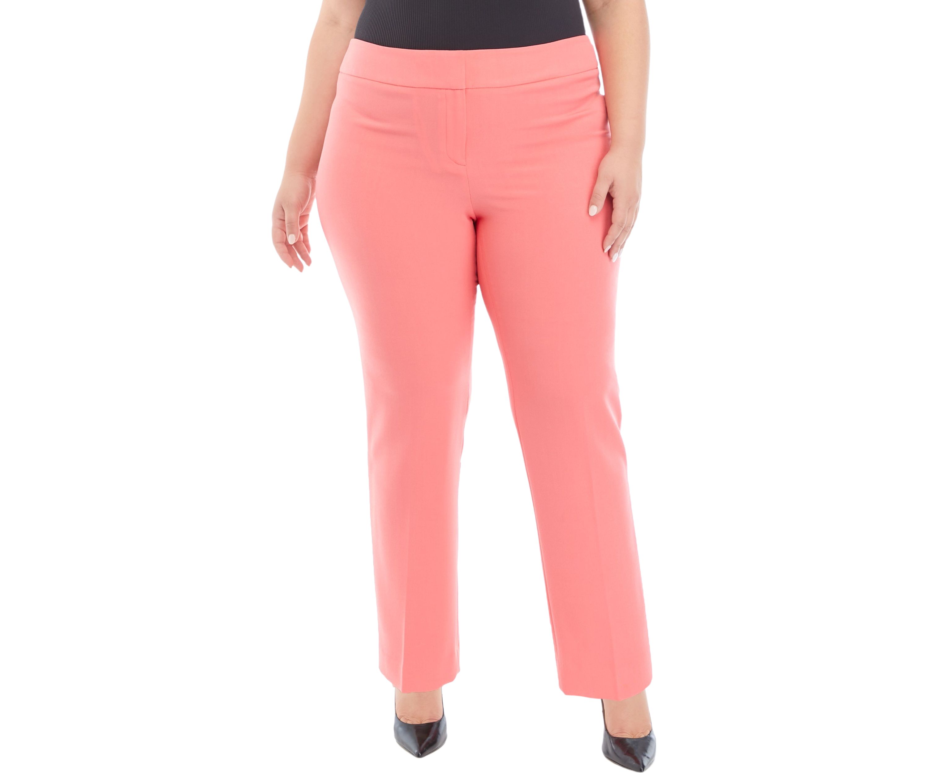 Plus Size Fly Front Slim Pants