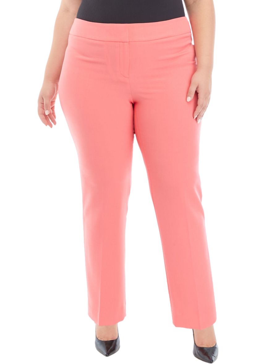 Plus Size Fly Front Slim Pants