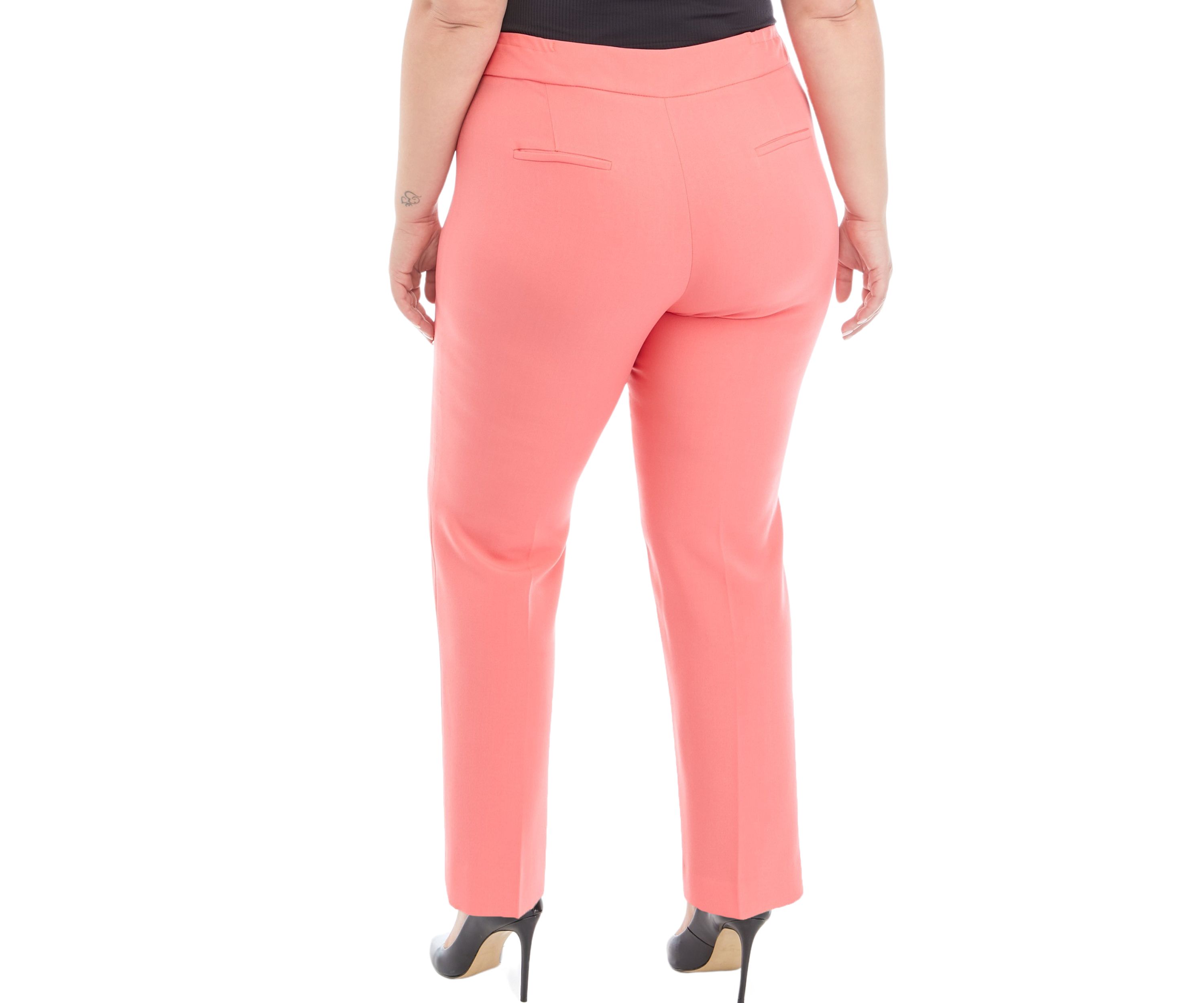 Plus Size Fly Front Slim Pants