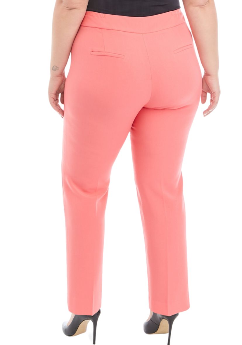 Plus Size Fly Front Slim Pants