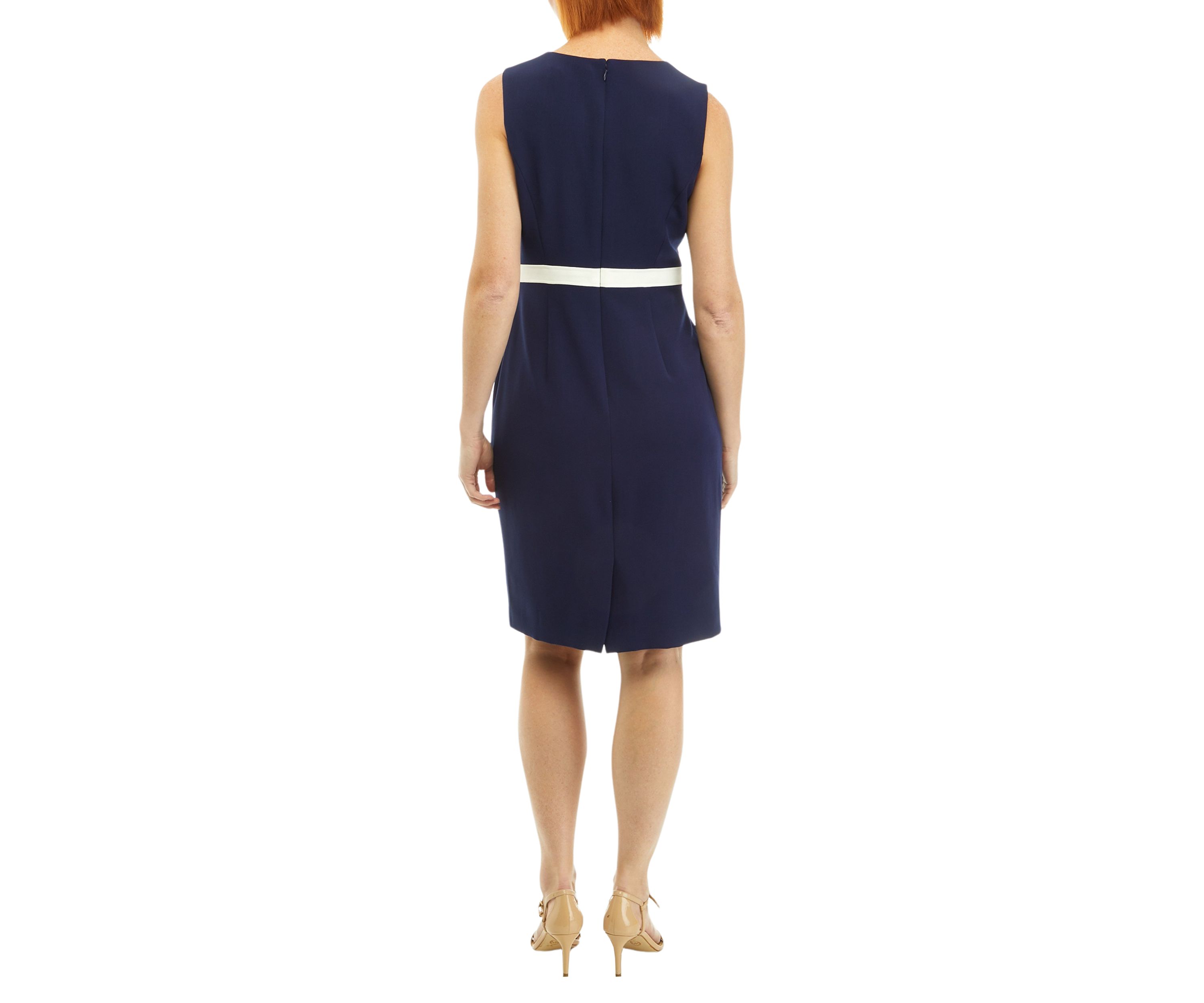 Womens Sheath Dress with Combo Waistband