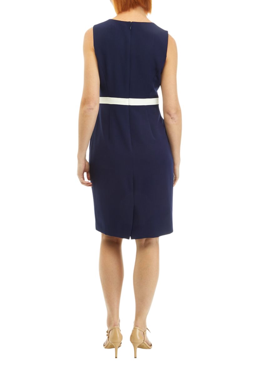 Womens Sheath Dress with Combo Waistband