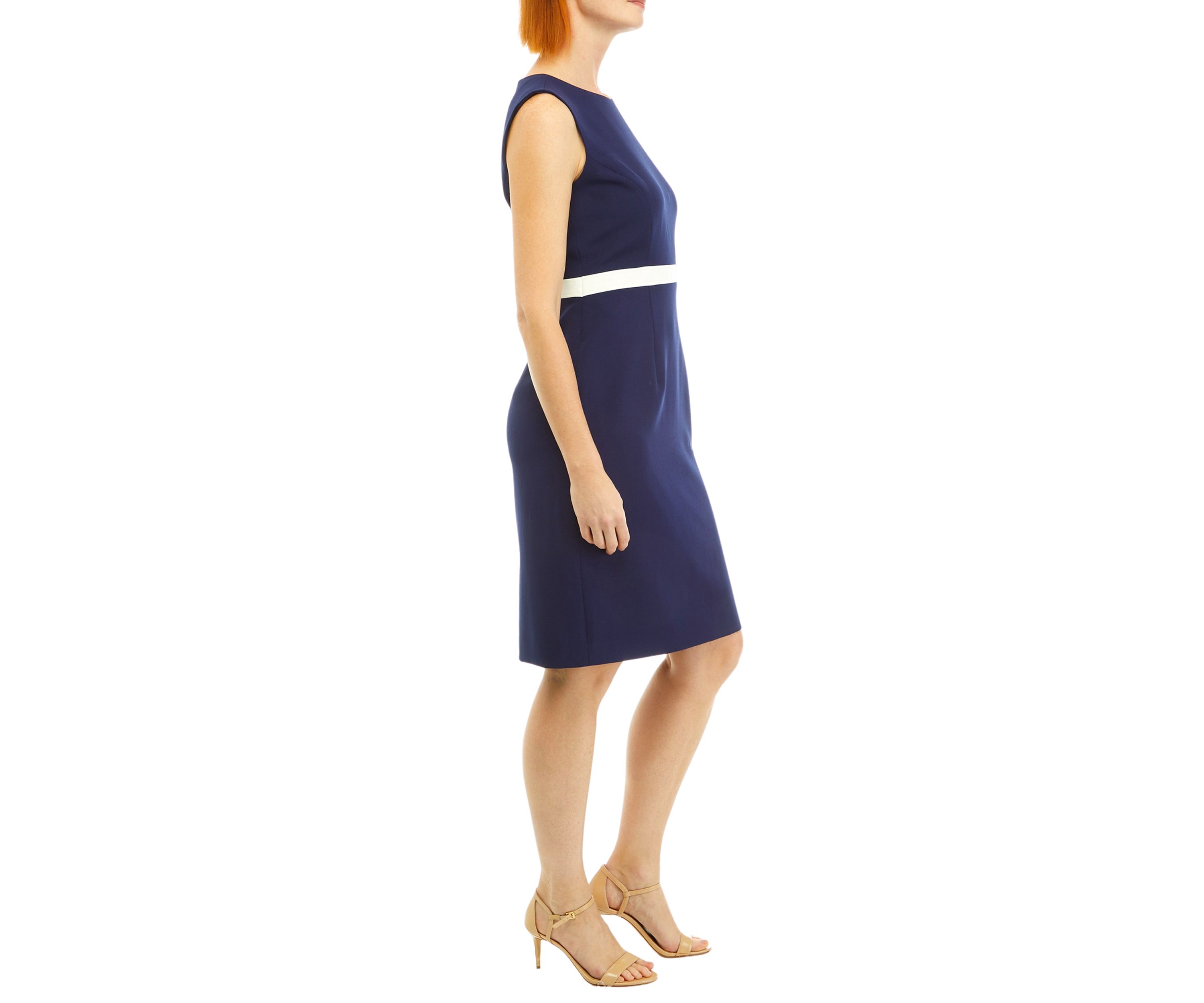Womens Sheath Dress with Combo Waistband