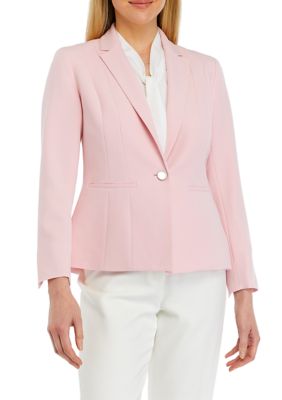 Kasper Petite Faux-Leather Combo 3/4-Sleeve Jacket