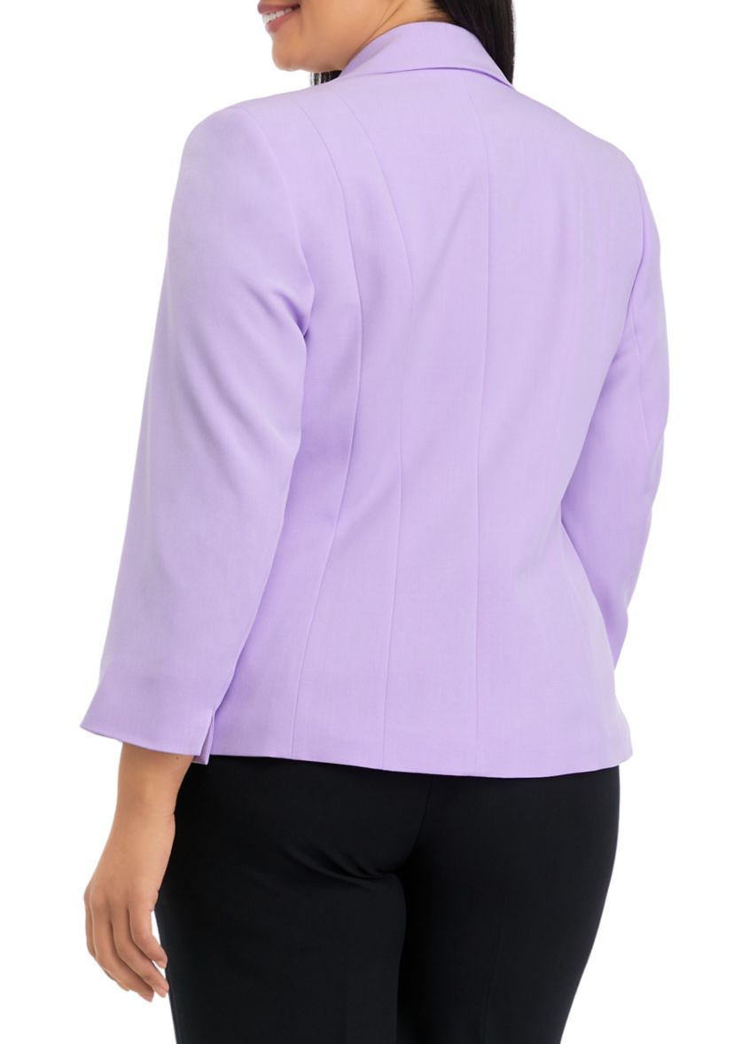 Plus Size One Button Panel Seamed Jacket