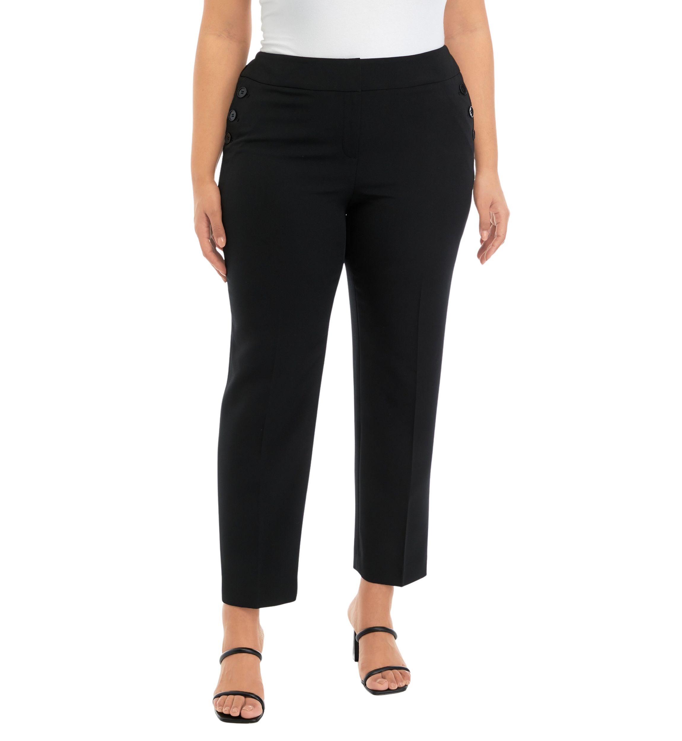 Plus Size Fly Front Sailor Slim Pants