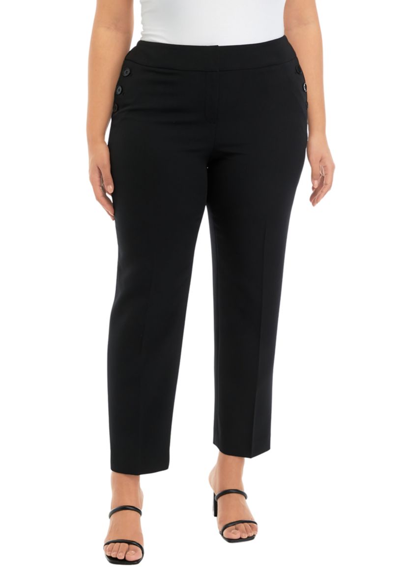 Plus Size Fly Front Sailor Slim Pants