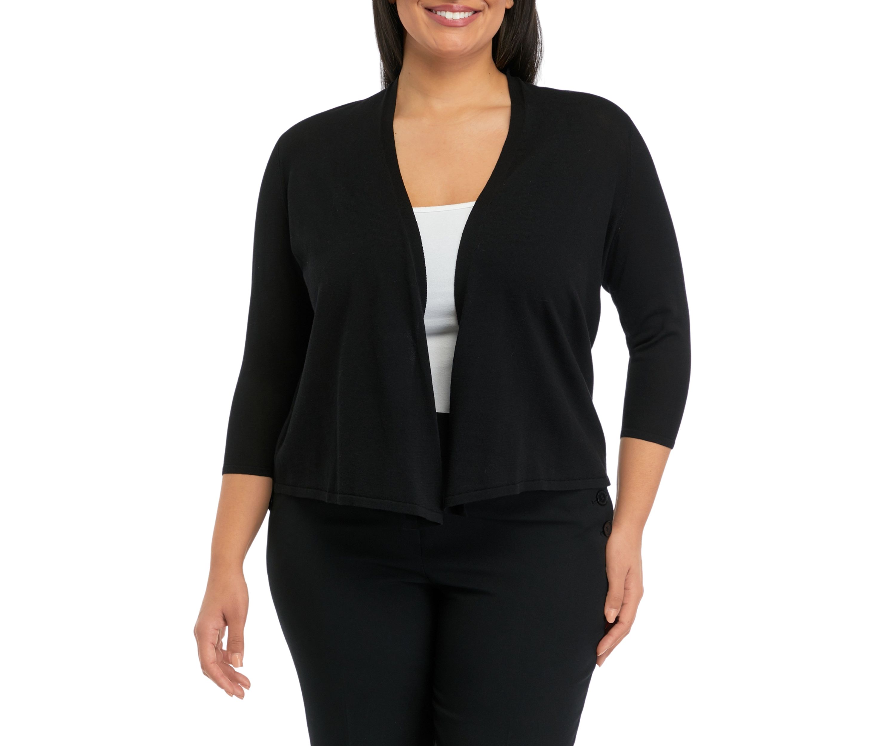 Plus Size Solid A-Line Cardigan