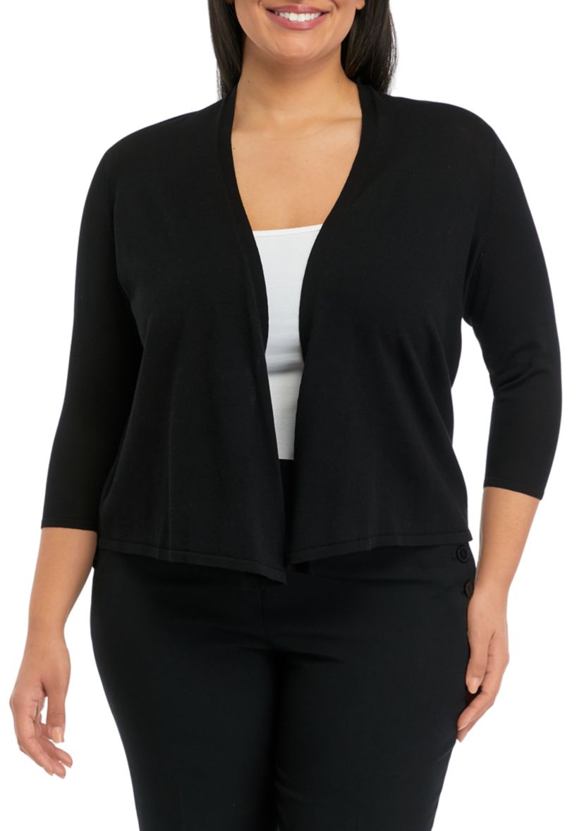 Plus Size Solid A-Line Cardigan