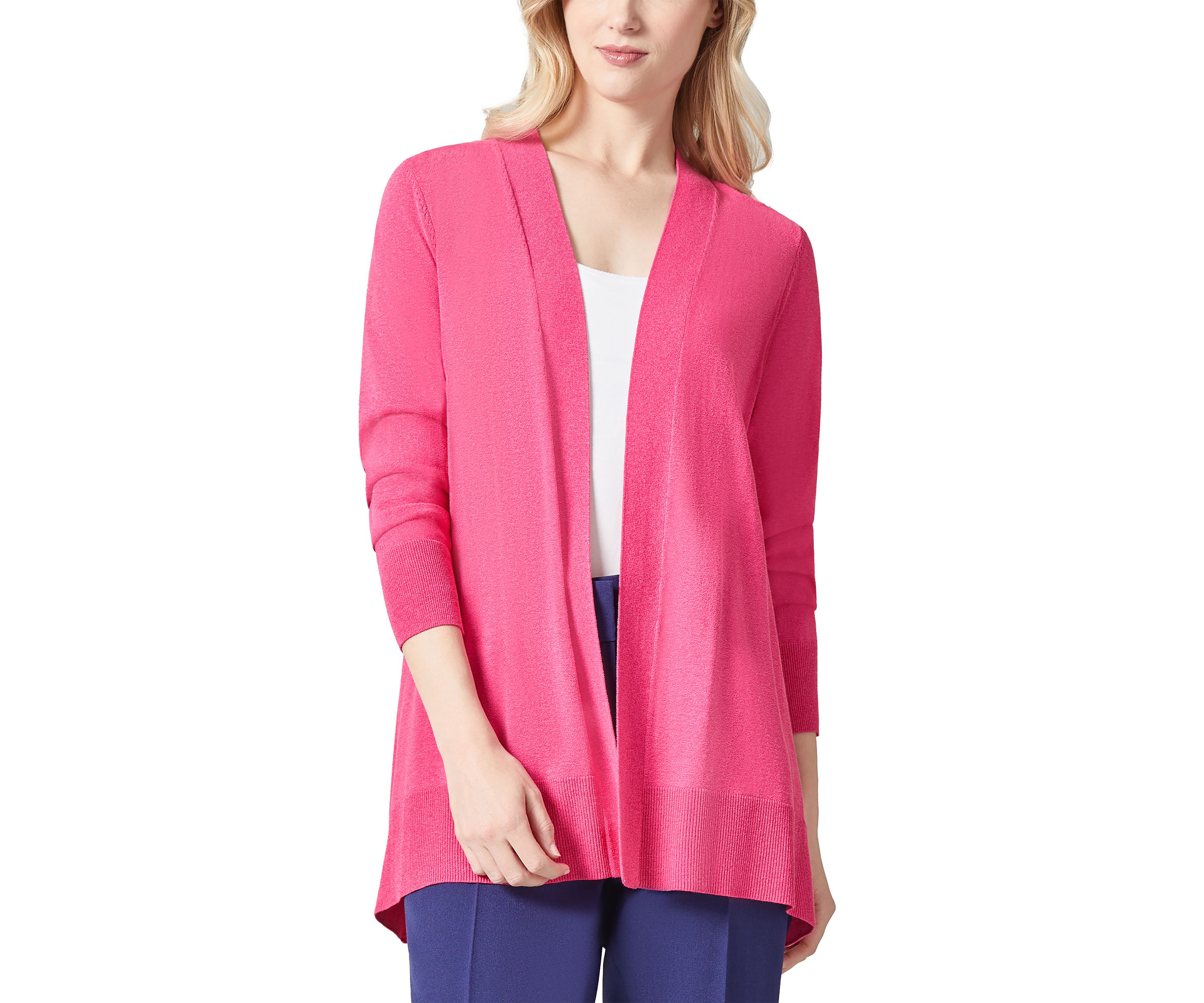 Petite Shark Bite Open Front Cardigan
