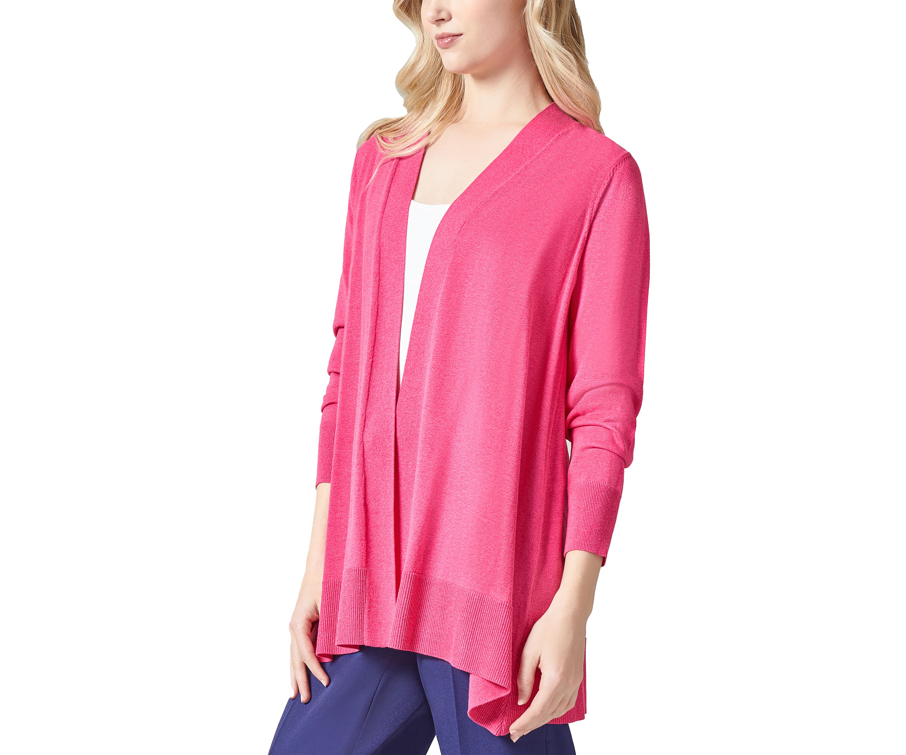 Petite Shark Bite Open Front Cardigan