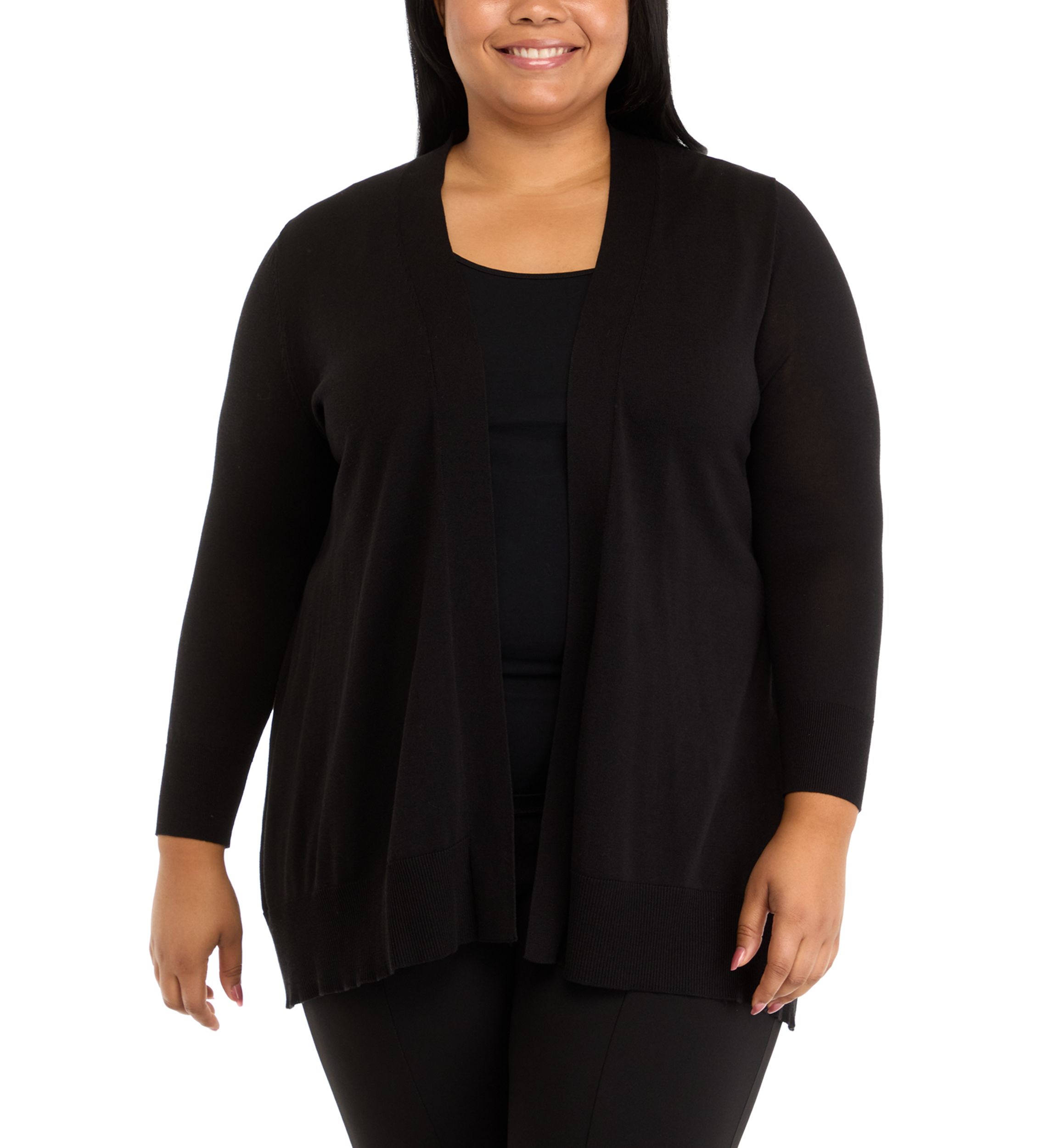 Plus Size Shark Bite Open Front Sweater