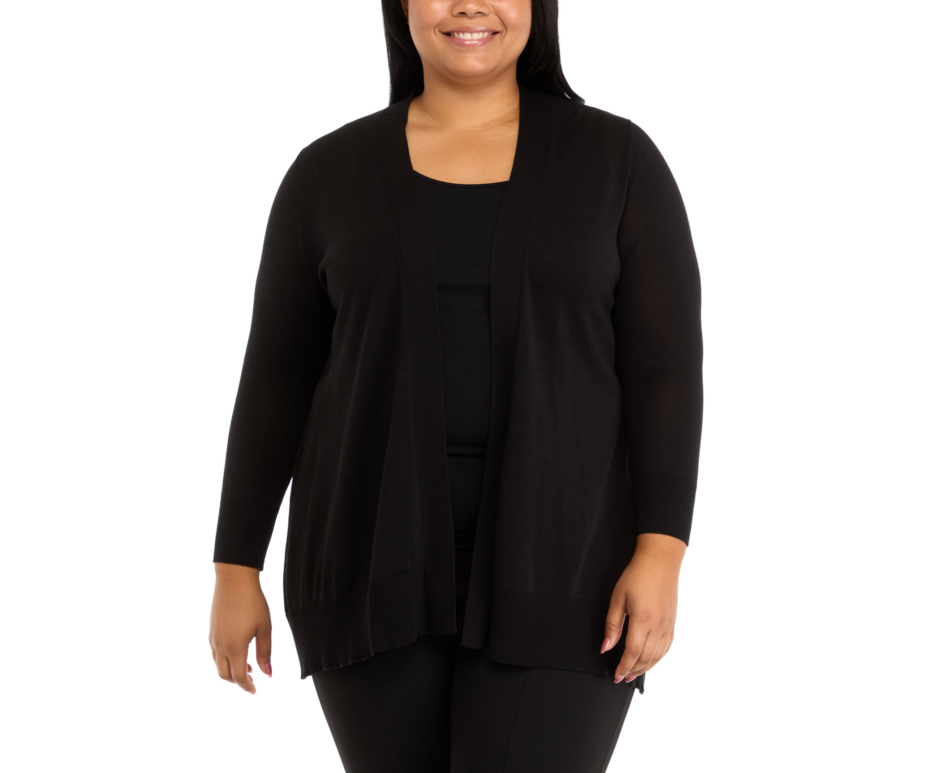 Plus Size Shark Bite Open Front Sweater
