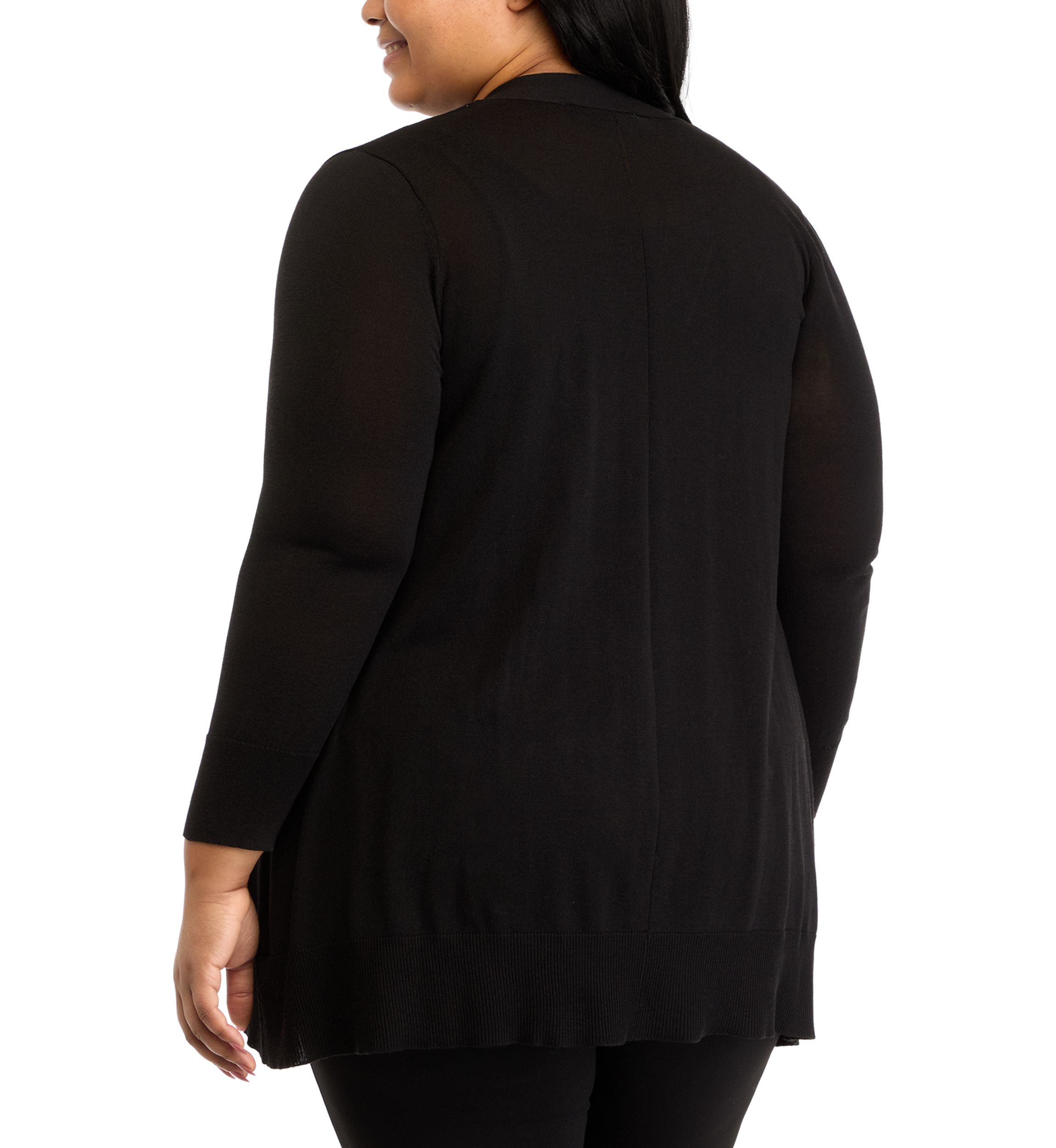 Plus Size Shark Bite Open Front Sweater