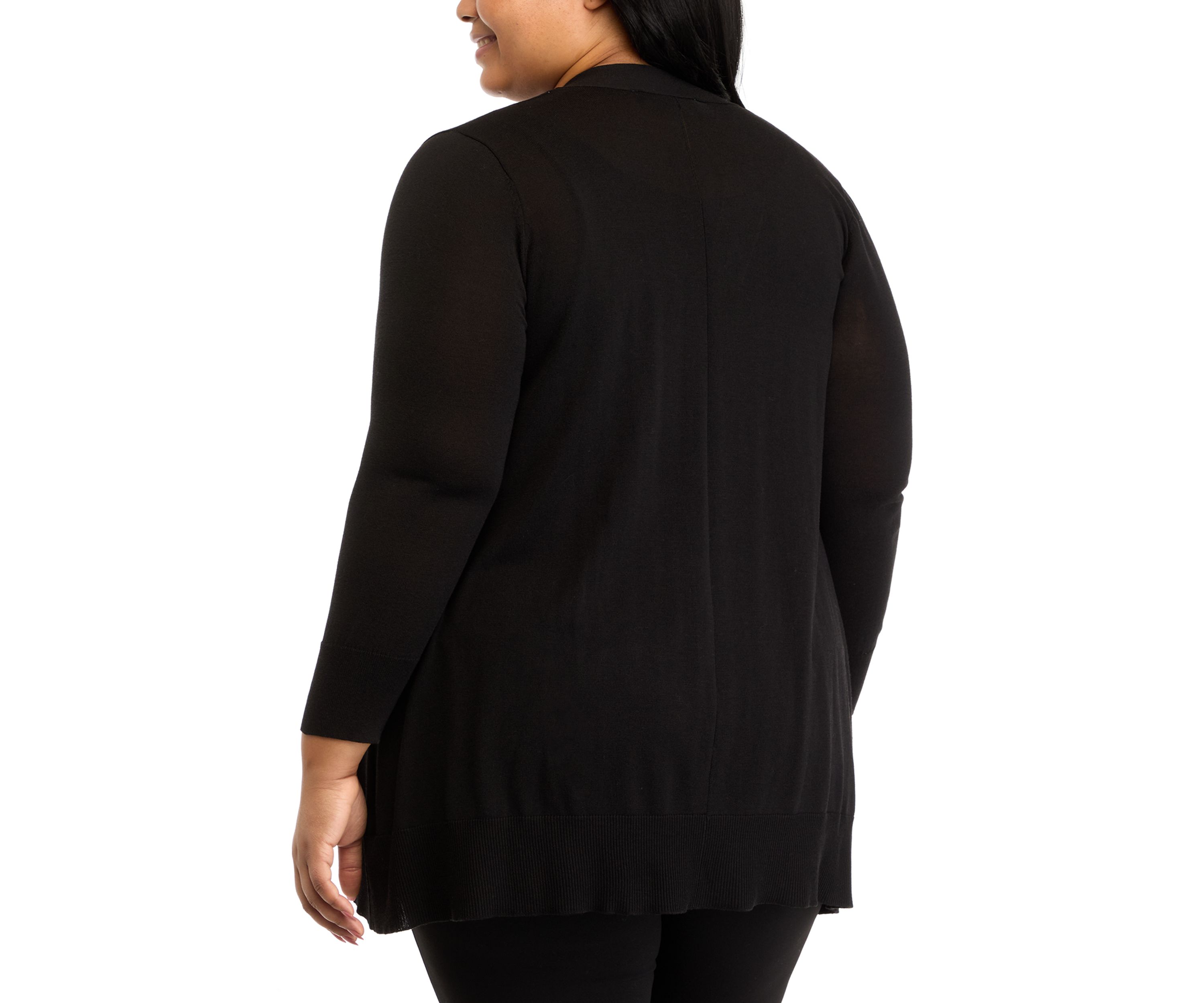 Plus Size Shark Bite Open Front Sweater
