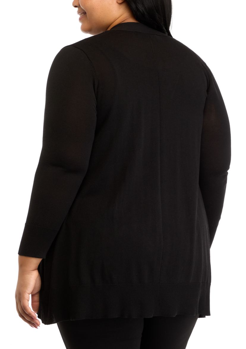 Plus Size Shark Bite Open Front Sweater