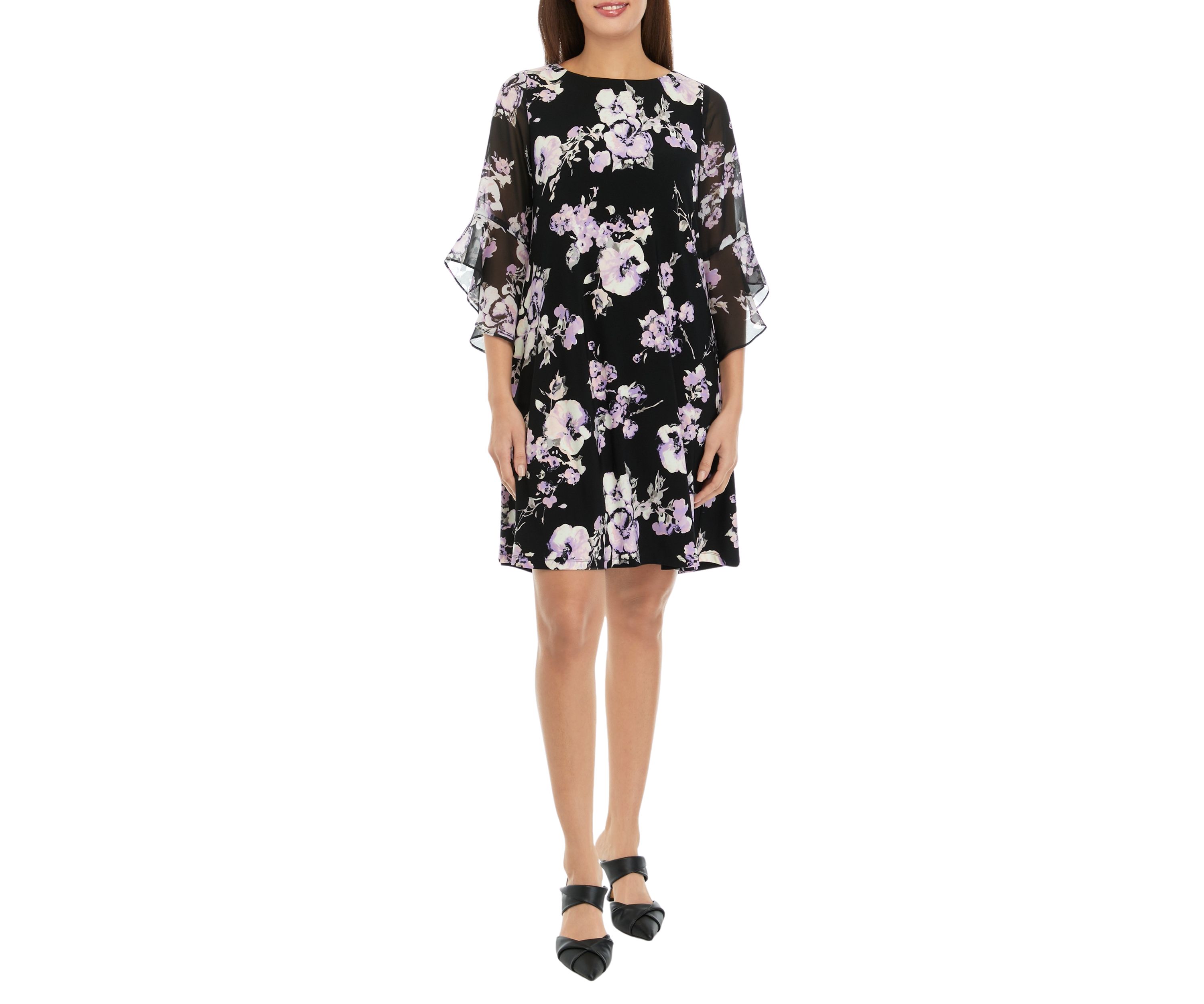 Womens Flutter Sleeve Swing Dress