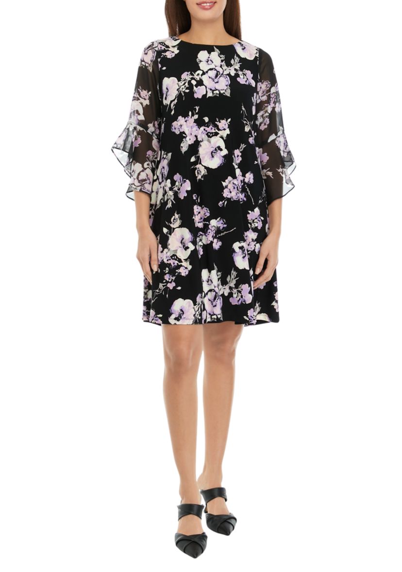 Womens Flutter Sleeve Swing Dress