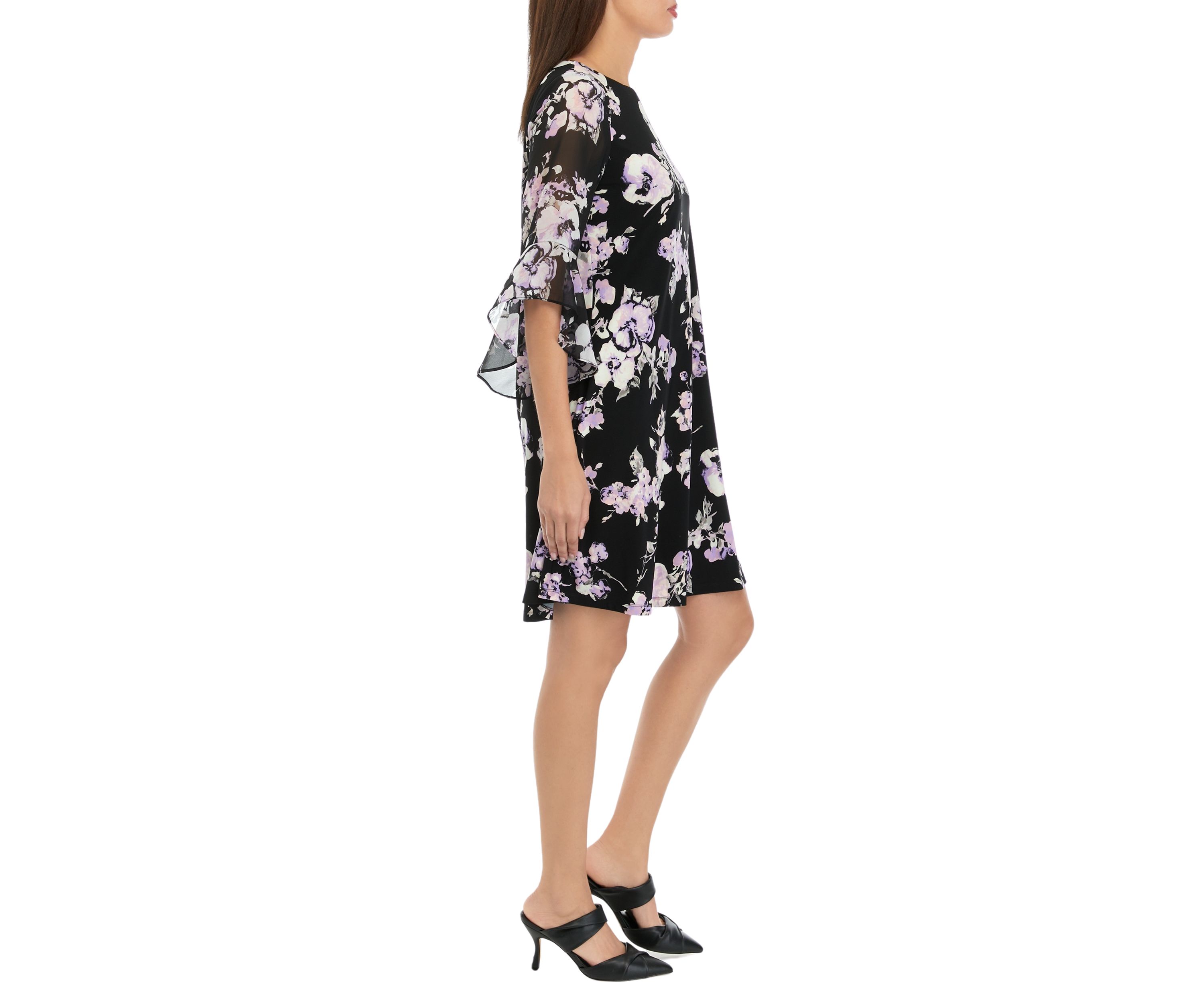 Womens Flutter Sleeve Swing Dress