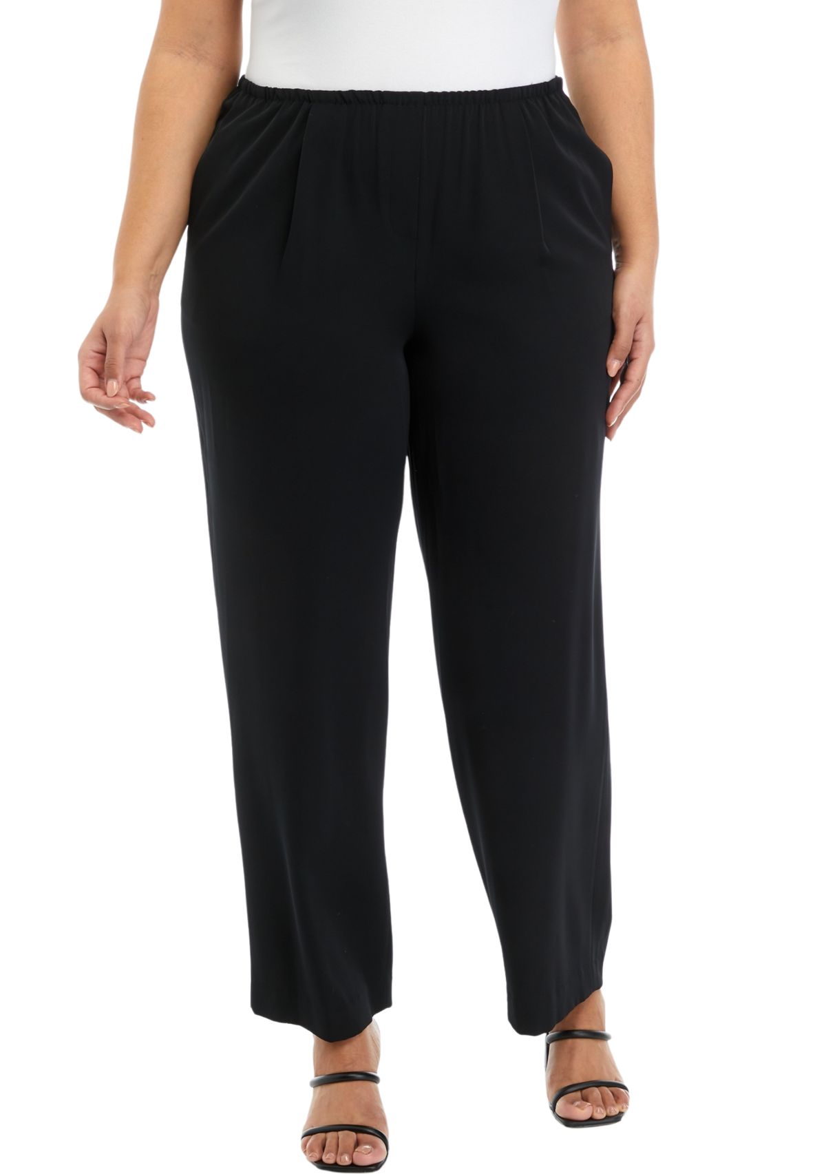 Plus Size Wide Leg Pull On Pants