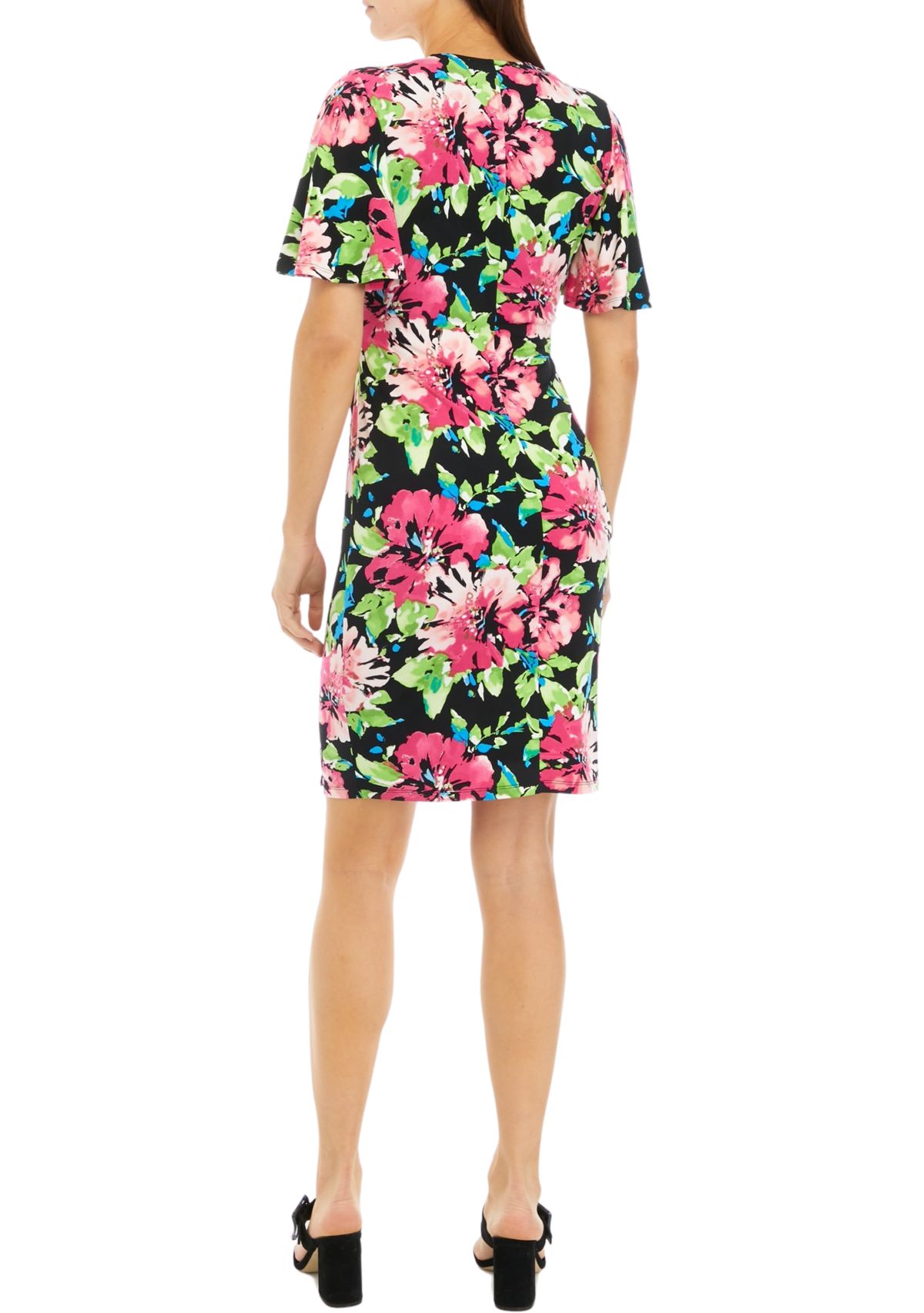 Womens Floral Printed Signature Wrap Dress