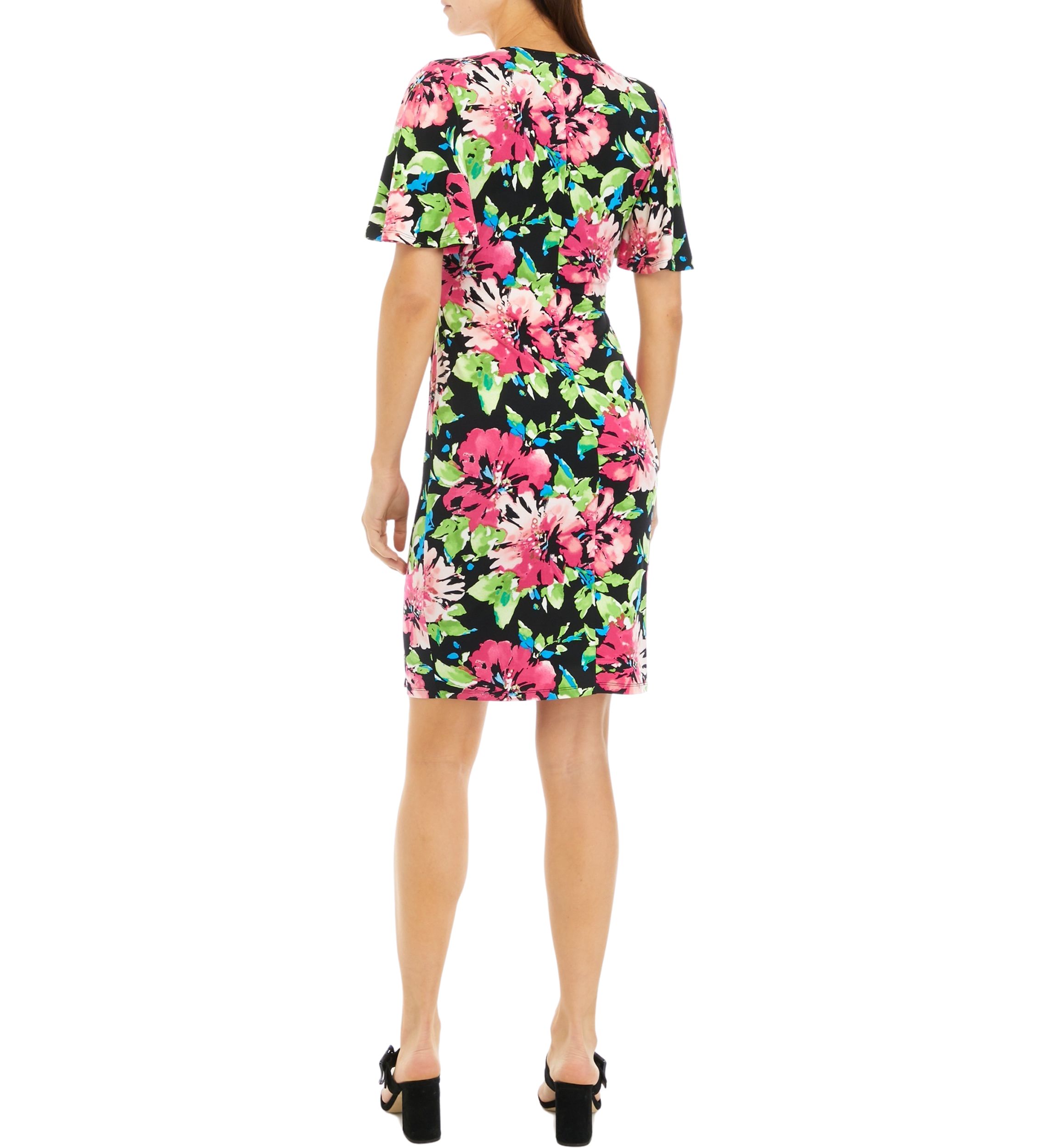 Womens Floral Printed Signature Wrap Dress