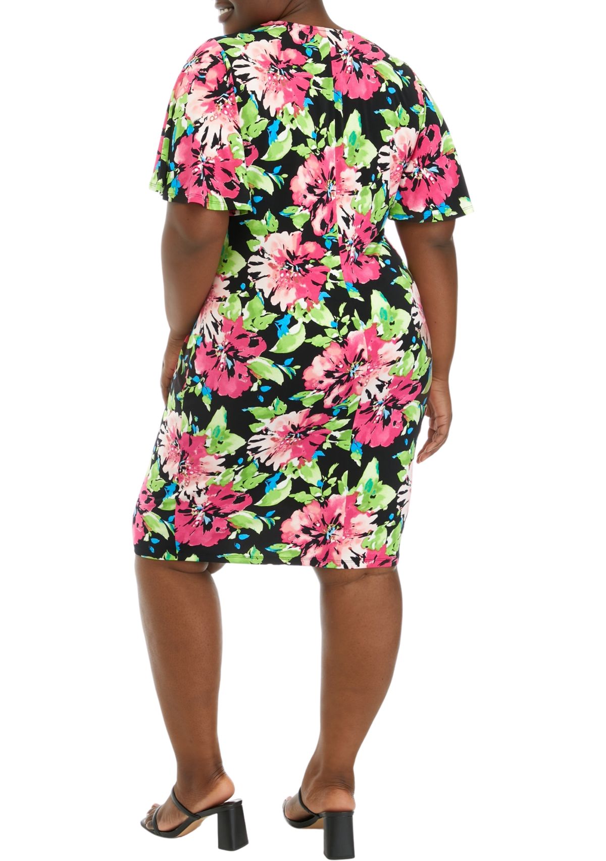 Plus Size Signature Wrap Dress with Flutter Sleeves