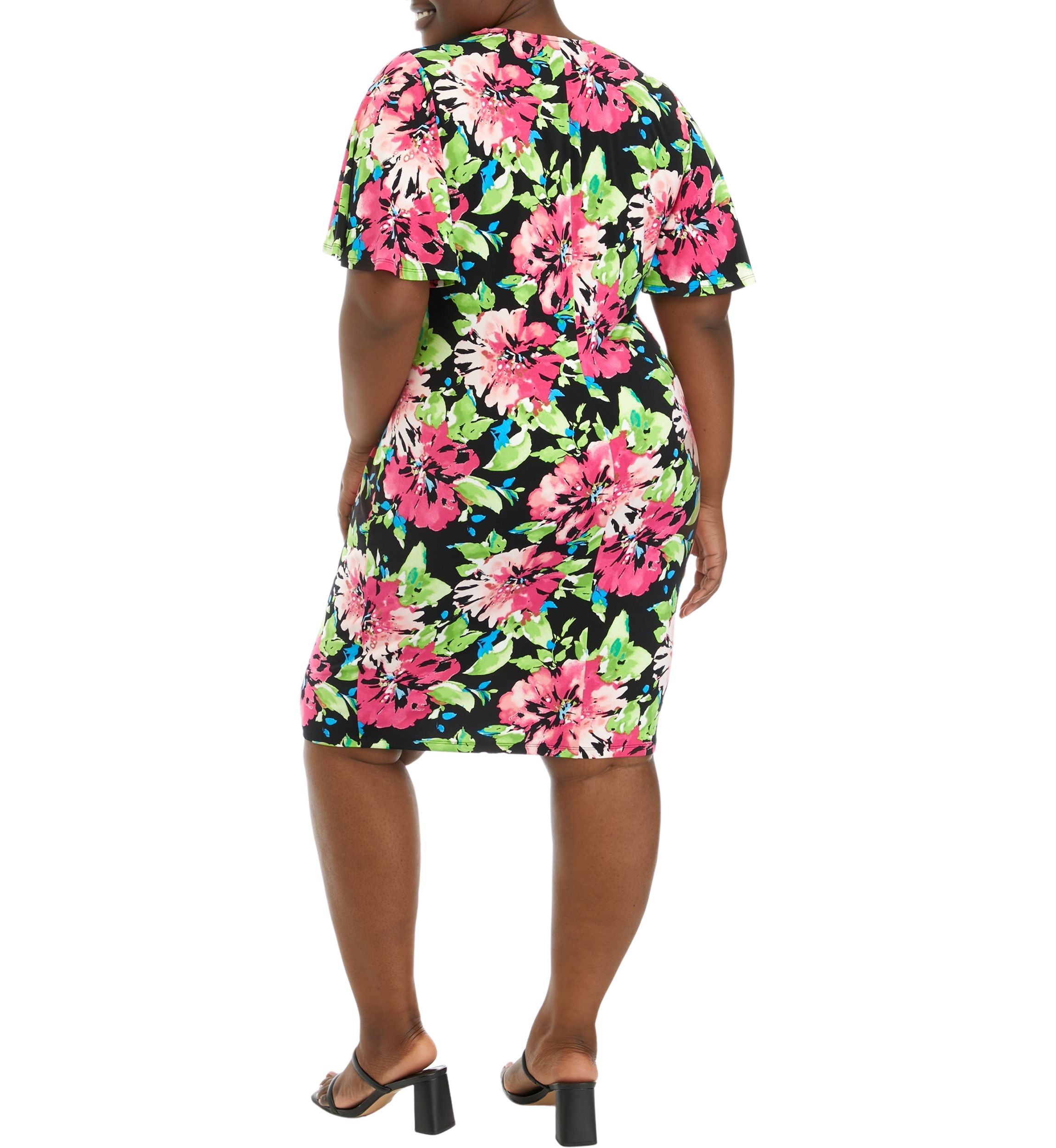 Plus Size Signature Wrap Dress with Flutter Sleeves