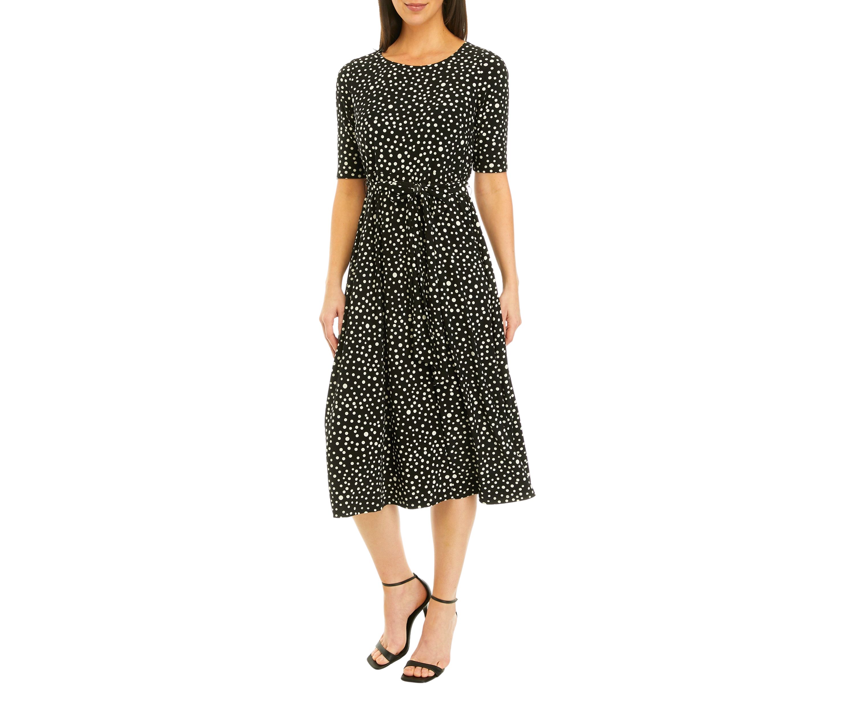 Womens Printed Fit and Flare Dress