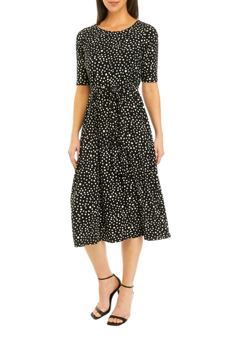Womens Printed Fit and Flare Dress