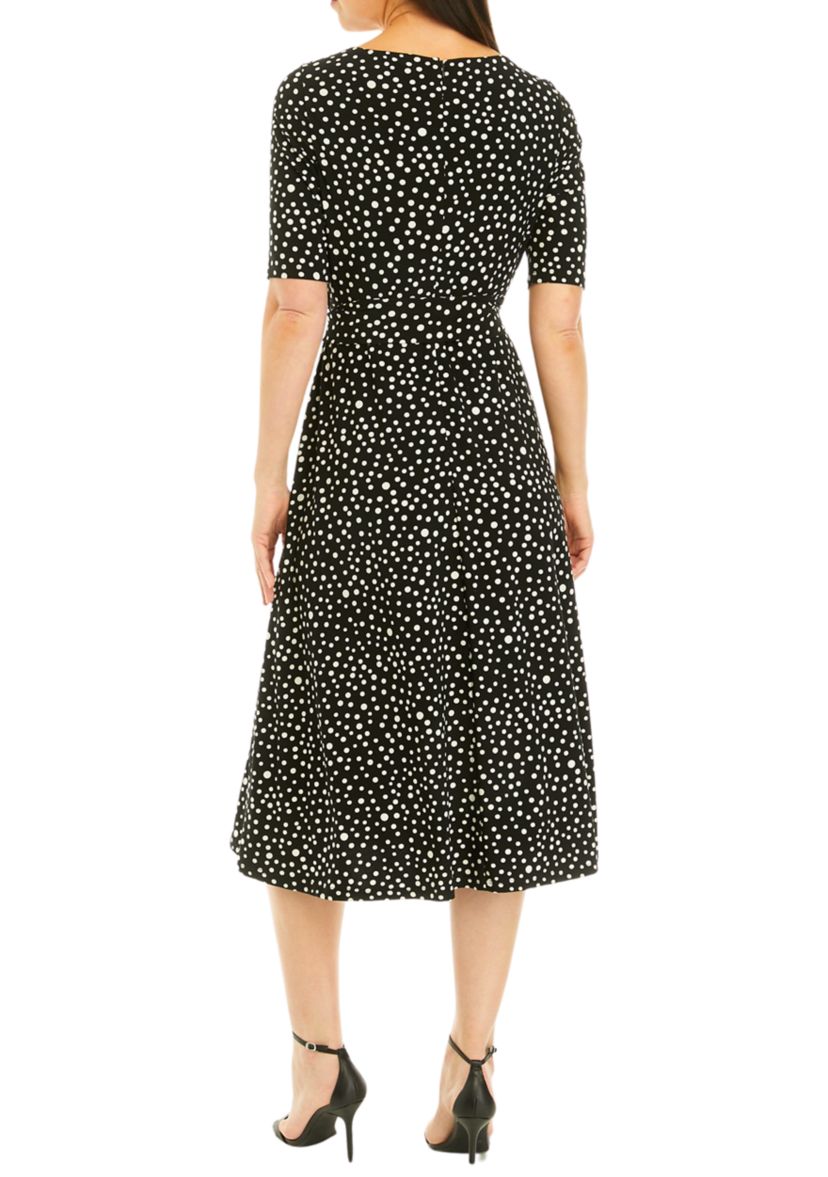 Womens Printed Fit and Flare Dress