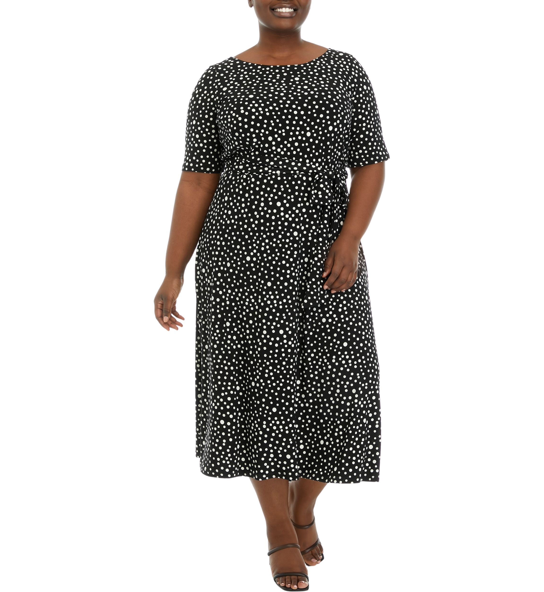 Plus Size Printed Fit and Flare Dress