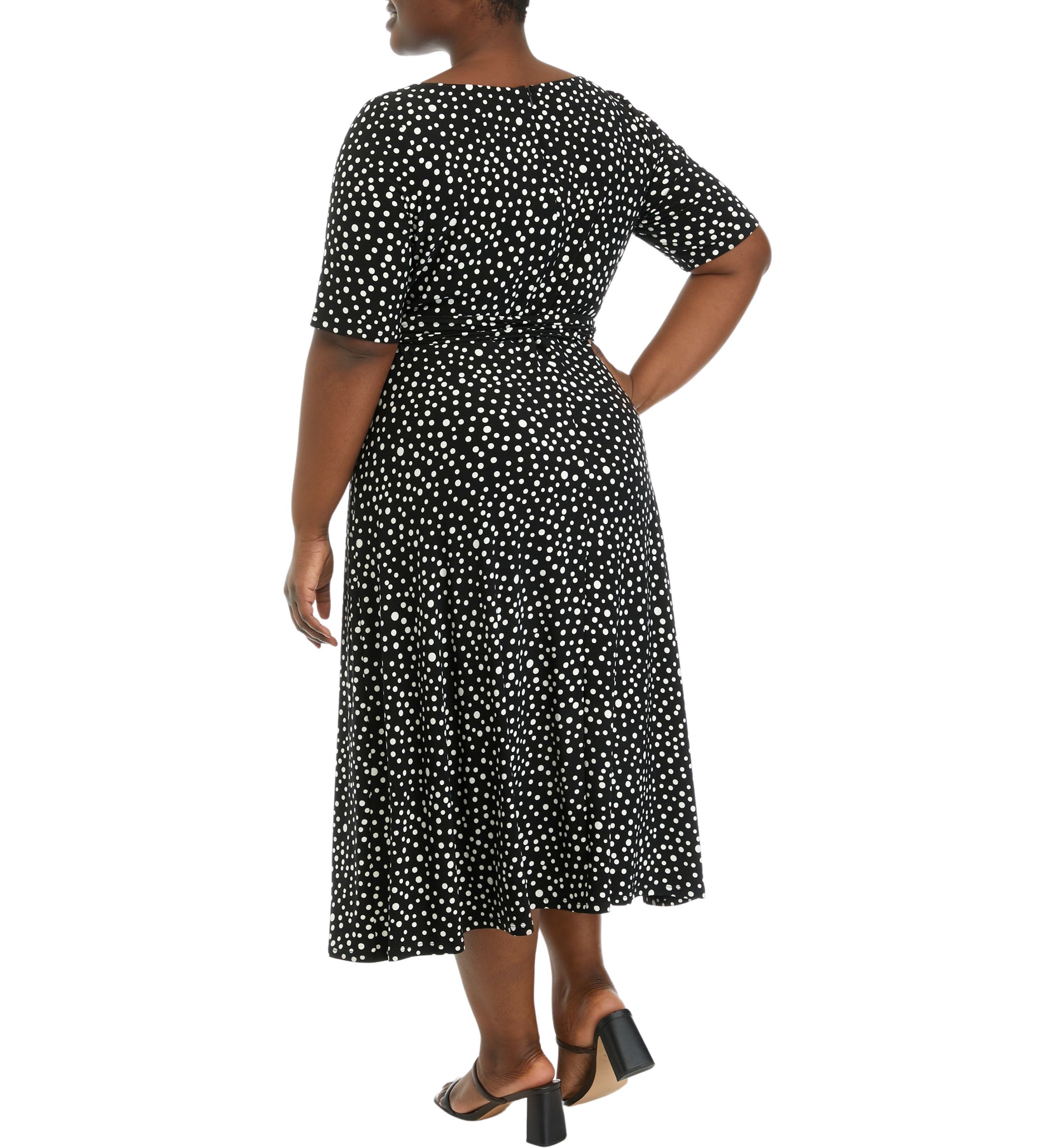 Plus Size Printed Fit and Flare Dress