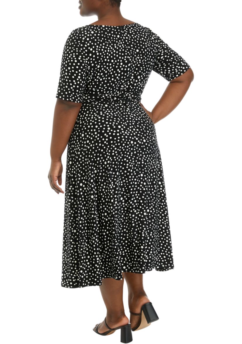 Plus Size Printed Fit and Flare Dress