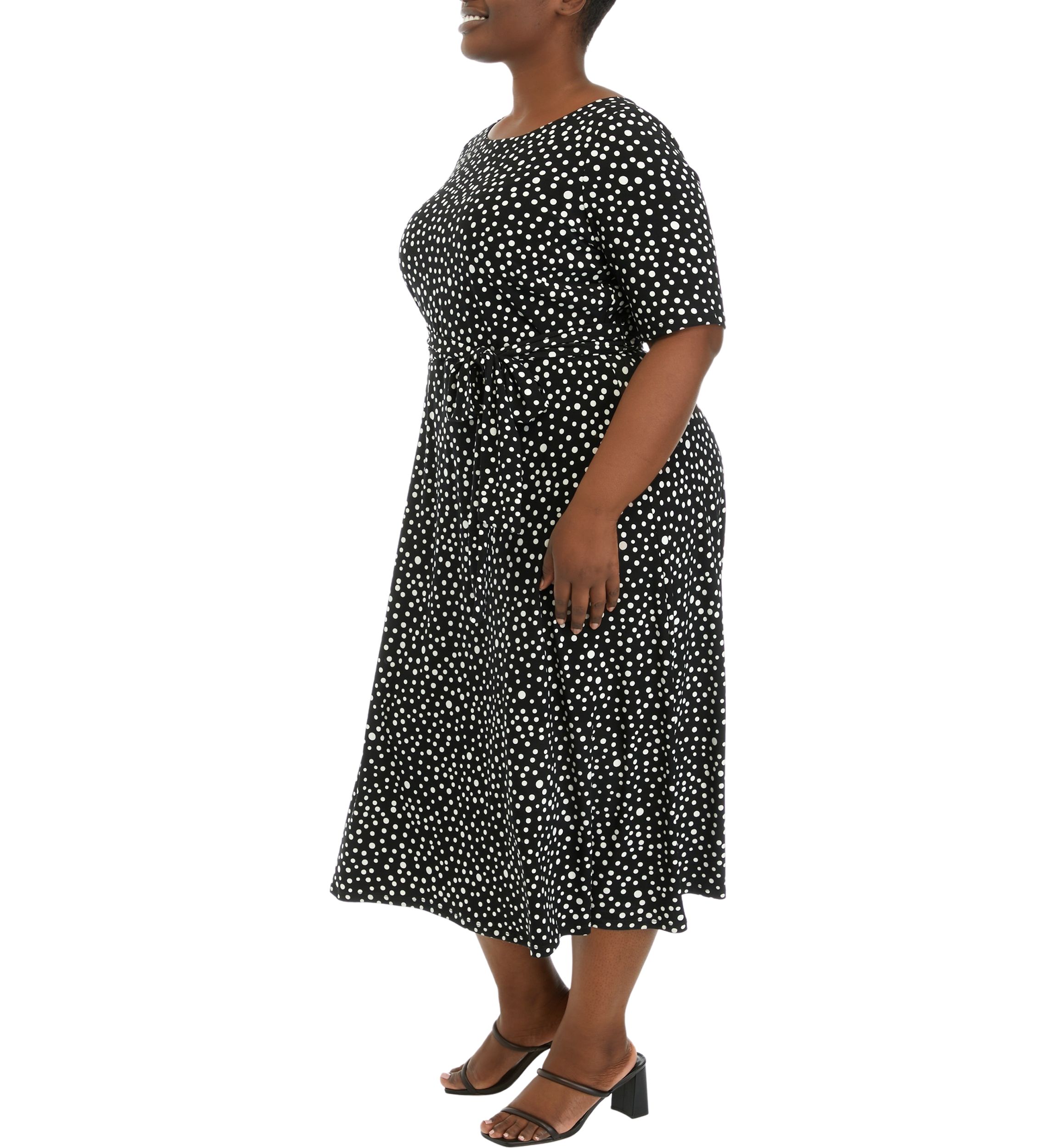 Plus Size Printed Fit and Flare Dress