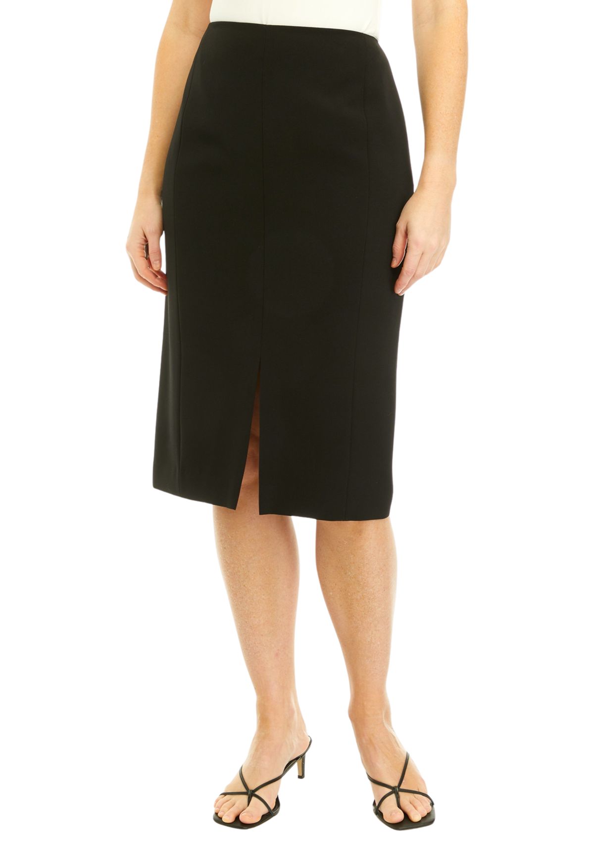 Womens Slit Front Seamed Skimmer Skirt
