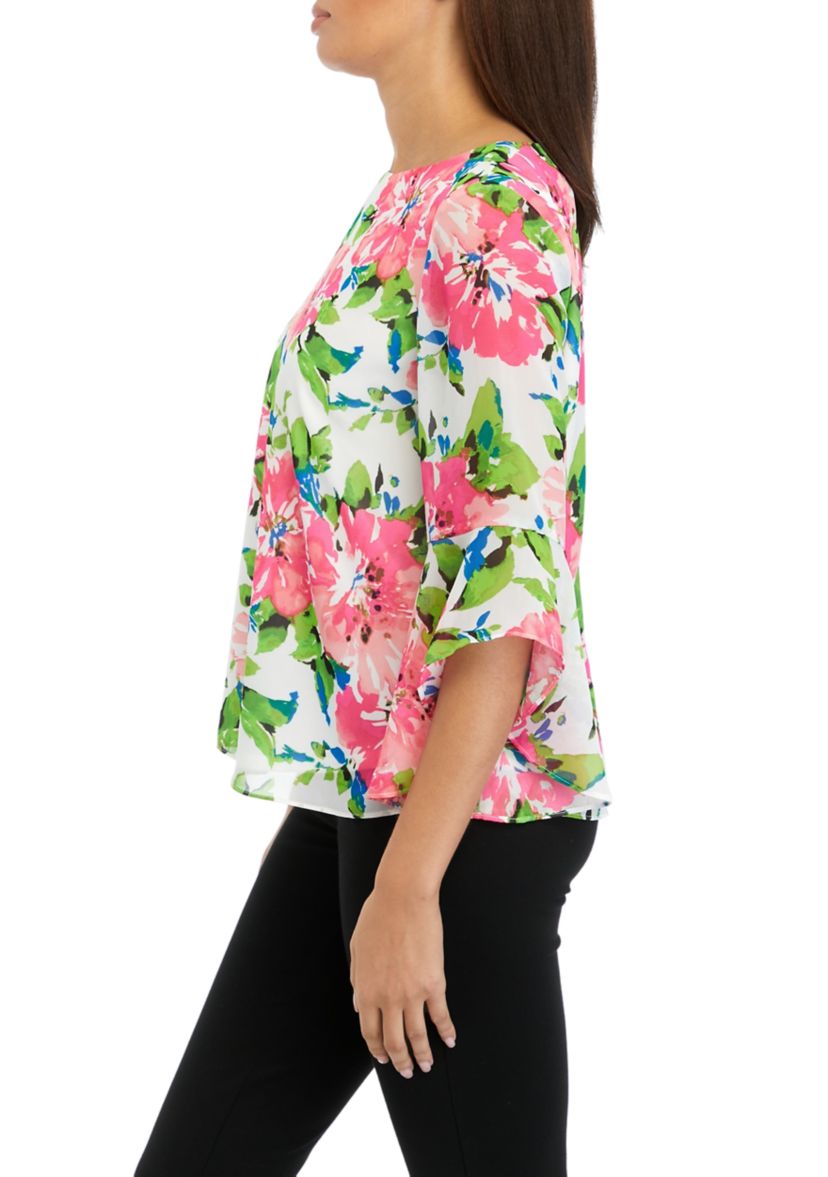 Petite Ruffle Sleeve Blouse 