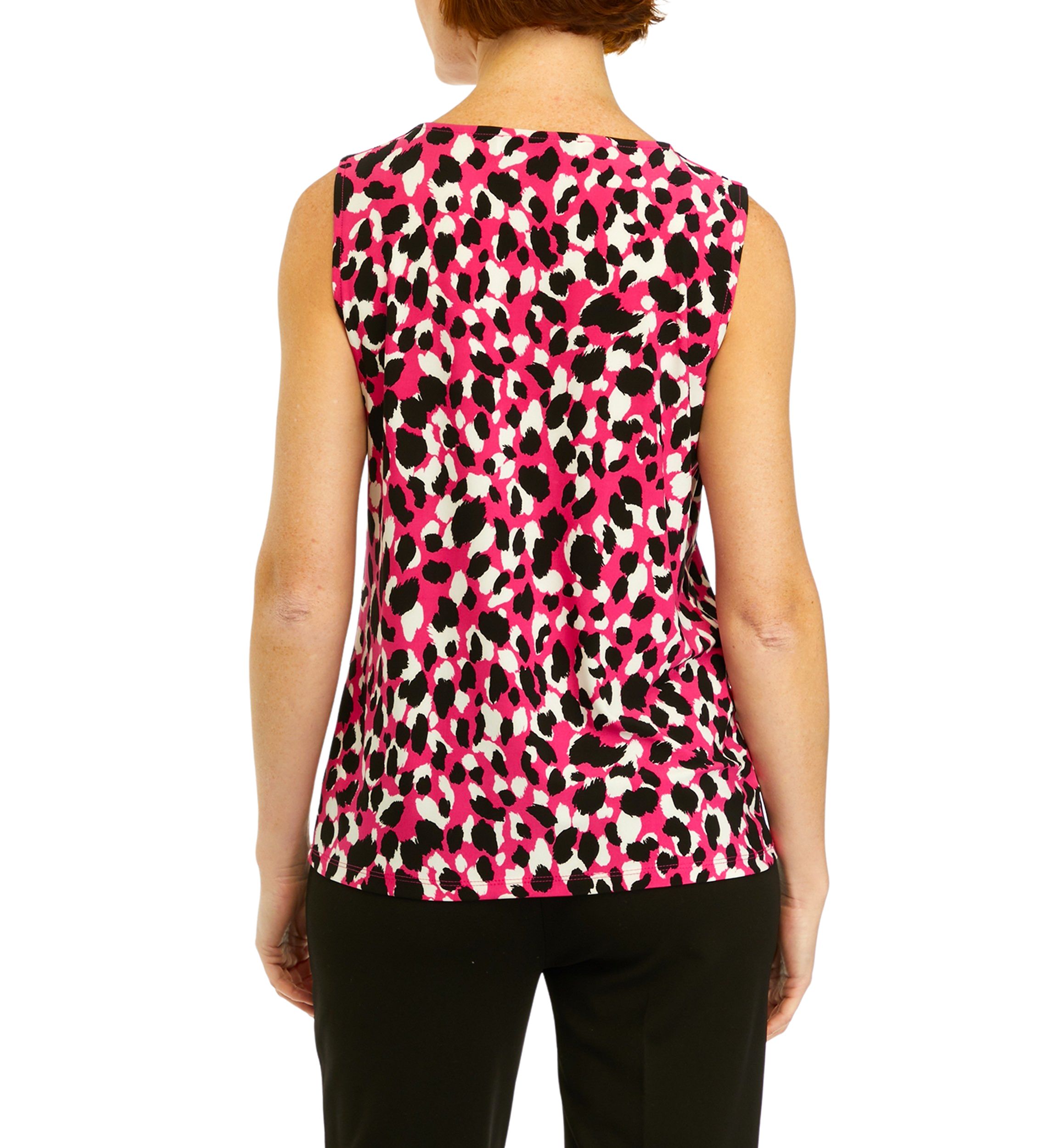 Womens Pleat Neck Printed Top